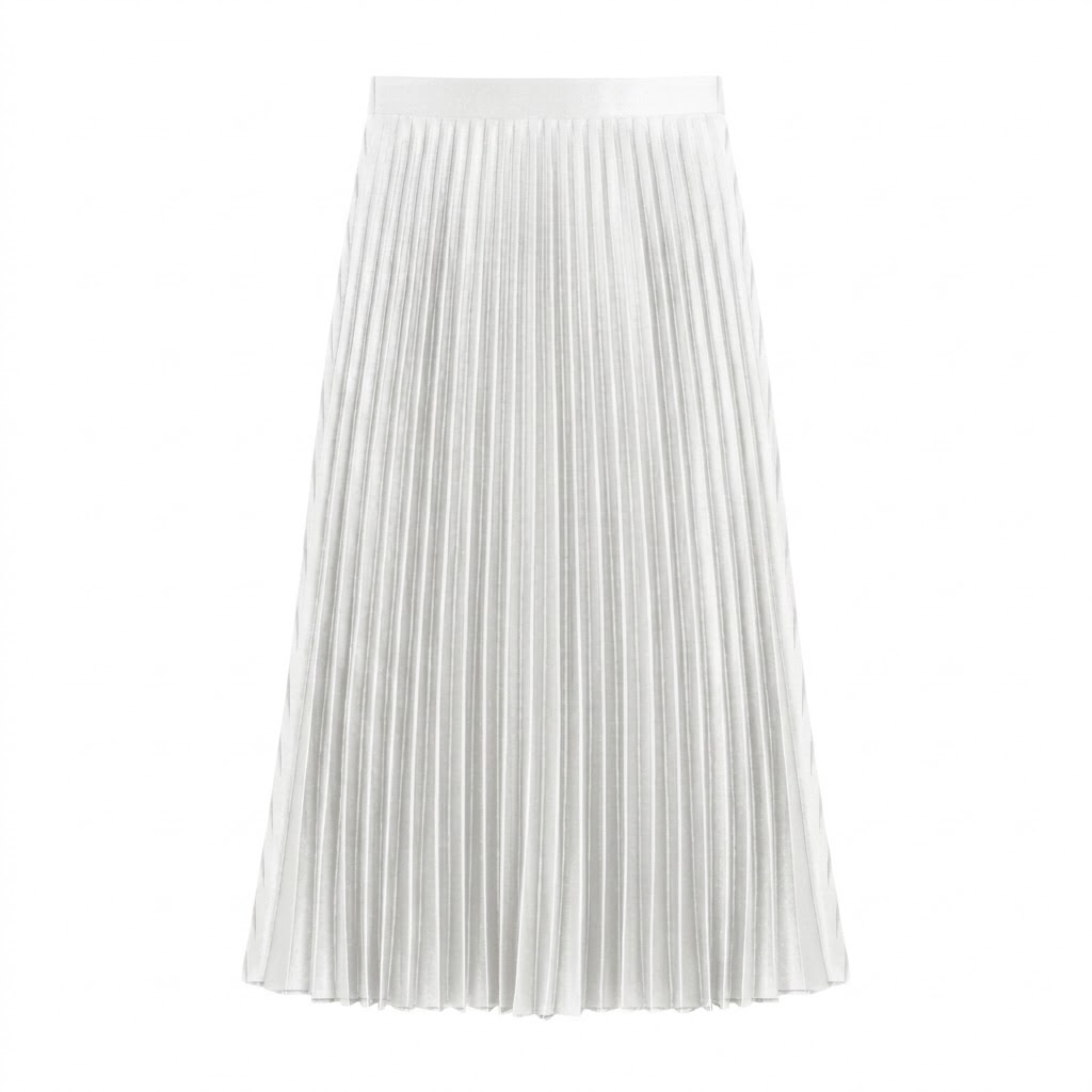 High-Waisted Elastic Satin Pleated Long Skirt for Women