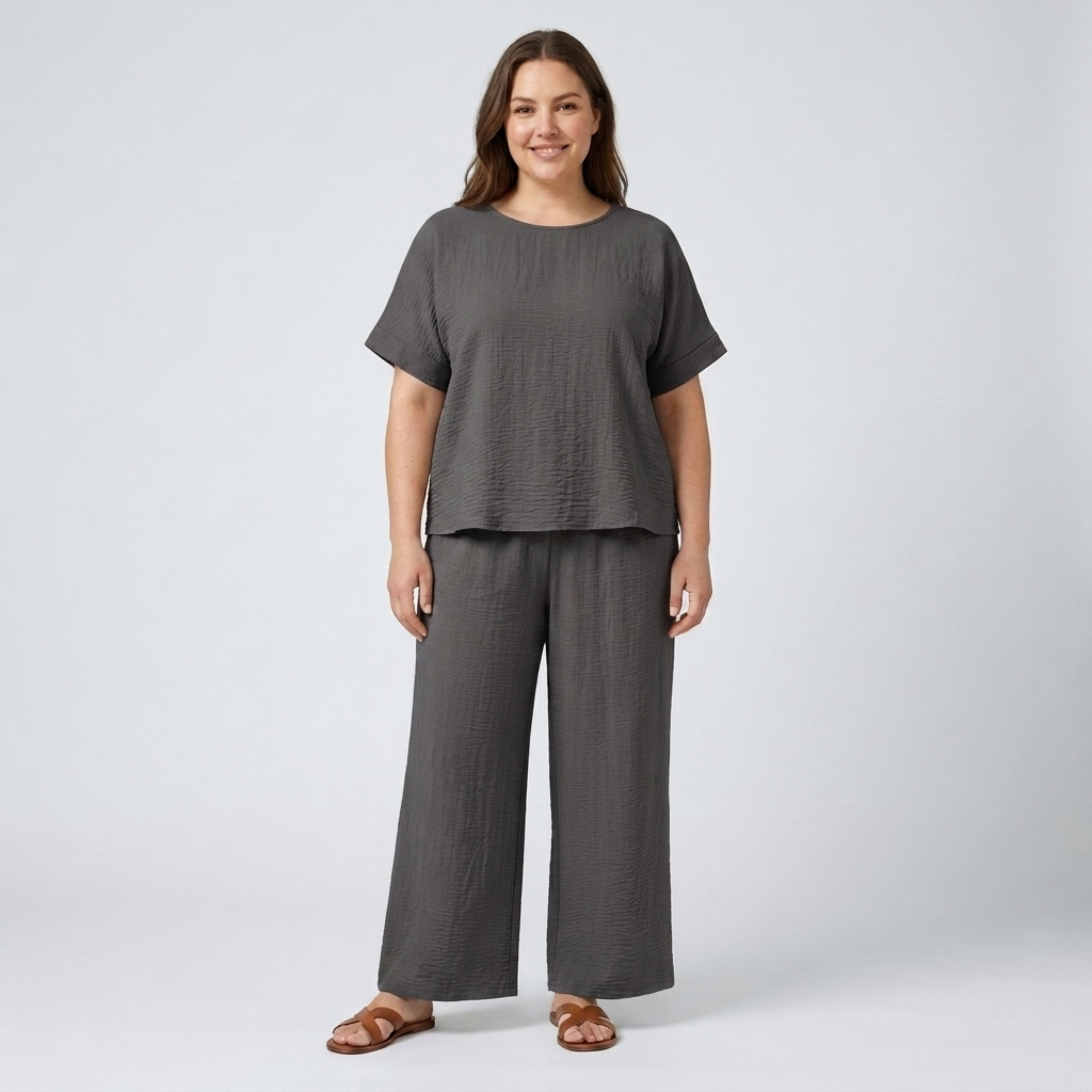Casual plus size pants set for women