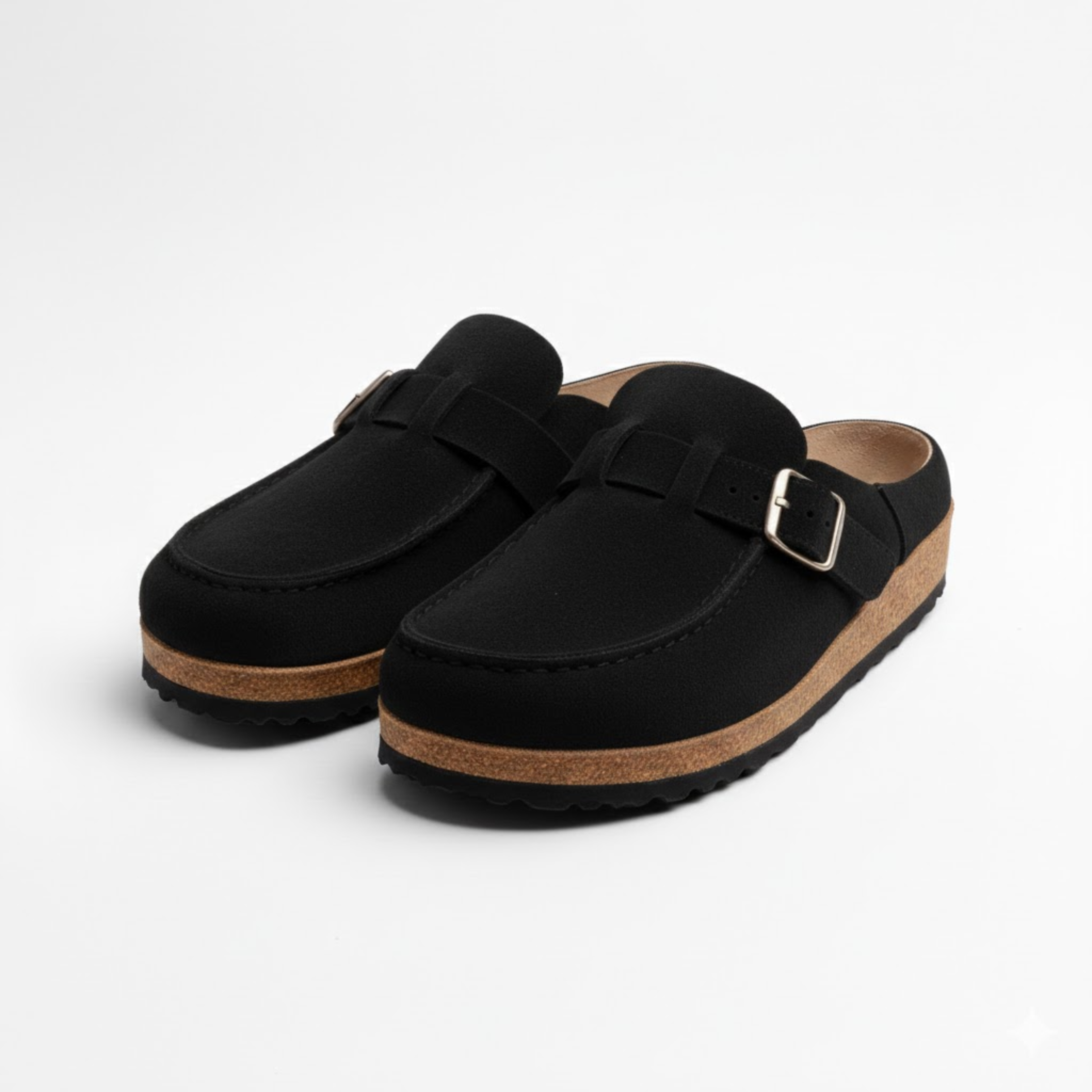 Microfiber Clogs for Women with Adjustable Buckle and Rubber Sole