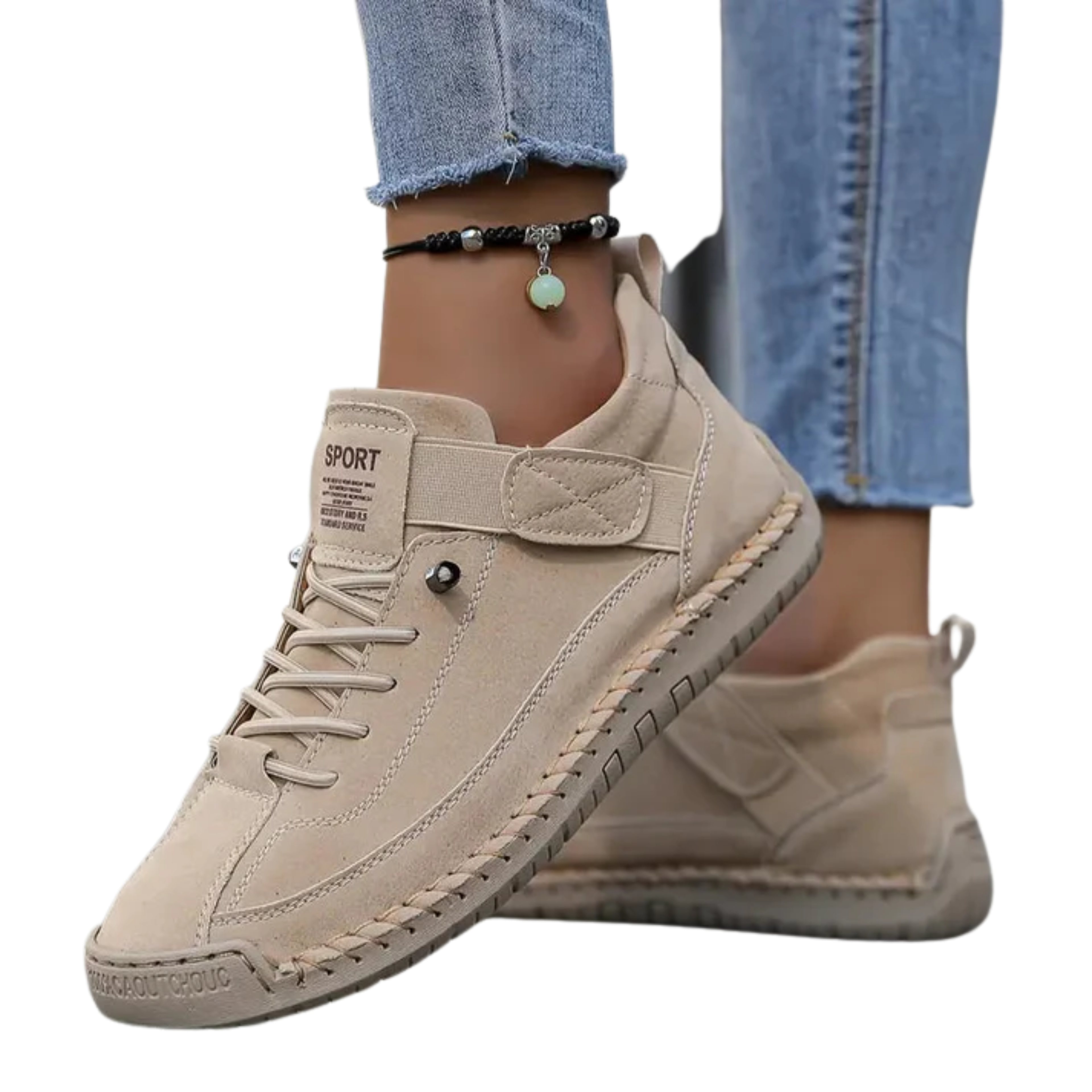 Women's comfort sneakers — laces and topstitching — casual style