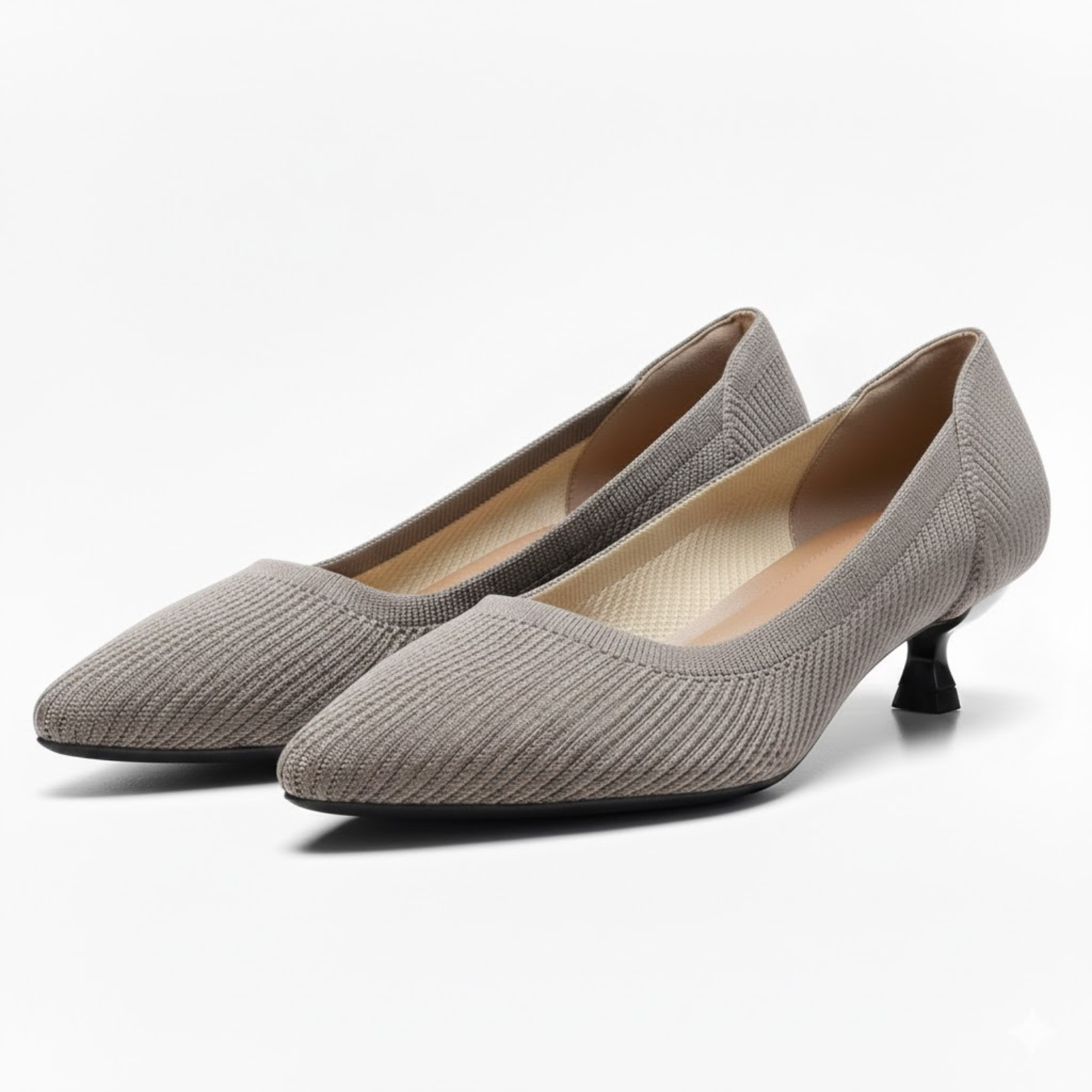 Pointed toe mesh pumps for women with small kitten heel