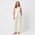 Women's wide-leg pants set — structured sleeveless top — mid-season