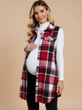 Sleeveless Plaid Maternity Vest
