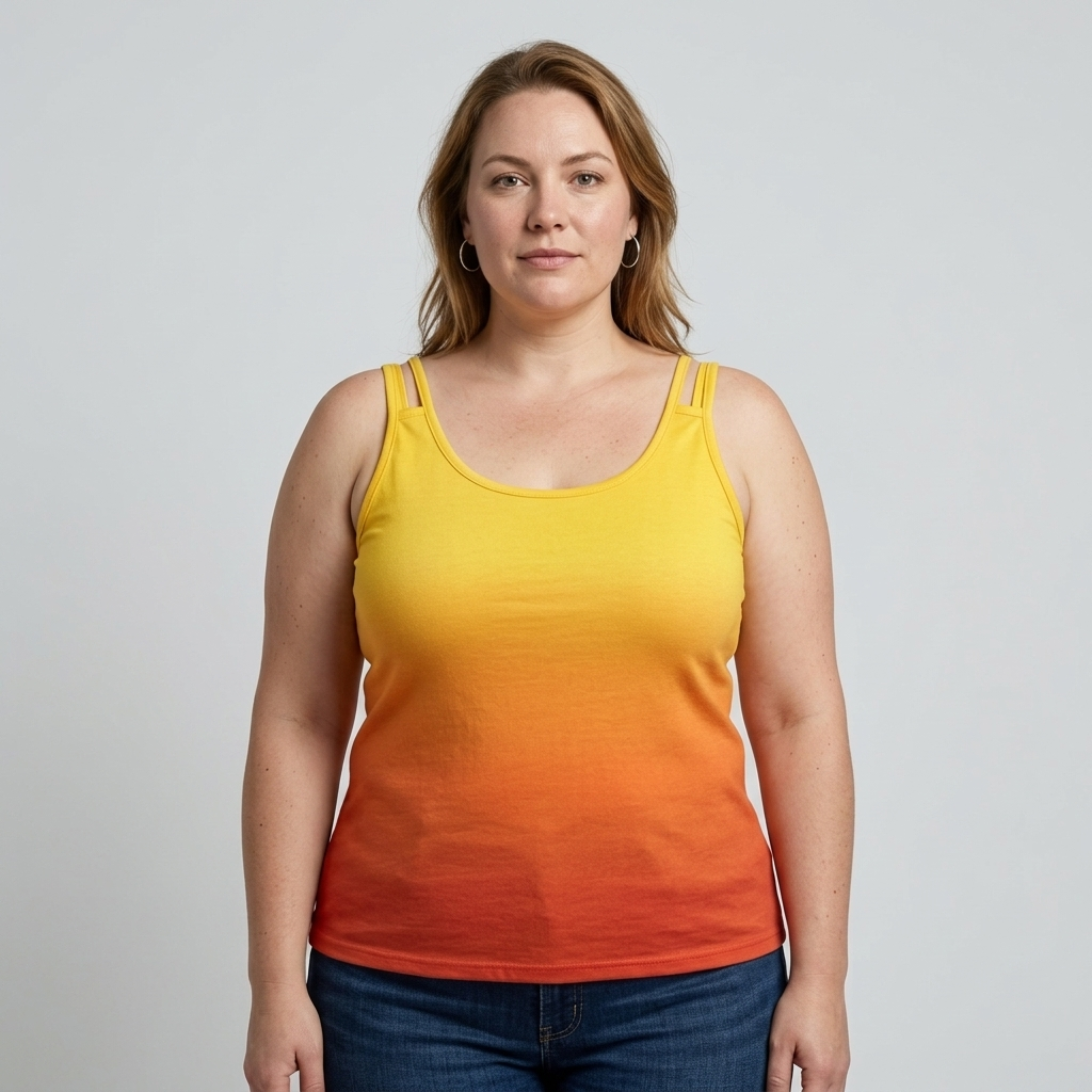 Plus size round neck tank top for women