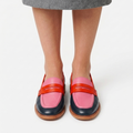 Multicolored flat sole moccasins for everyday wear
