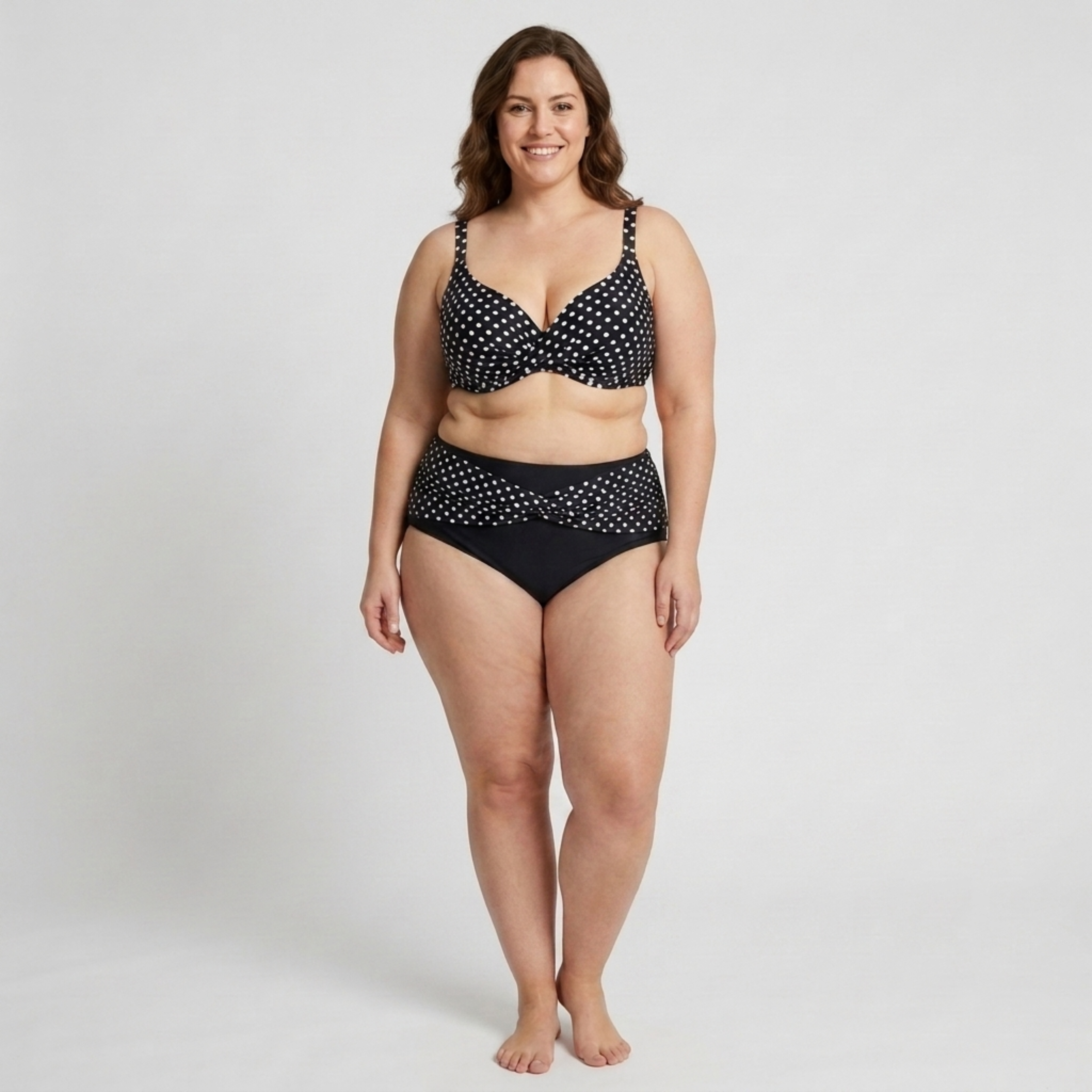 Plus Size Two-Piece Swimsuit for Women High-Waisted Polka Dot Bikini