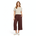 Women's Wide-Leg Linen Pants with Elastic Waist and Short Cut