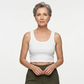 Women's cropped tank top — ribbed knit — square neckline — beach and vacation