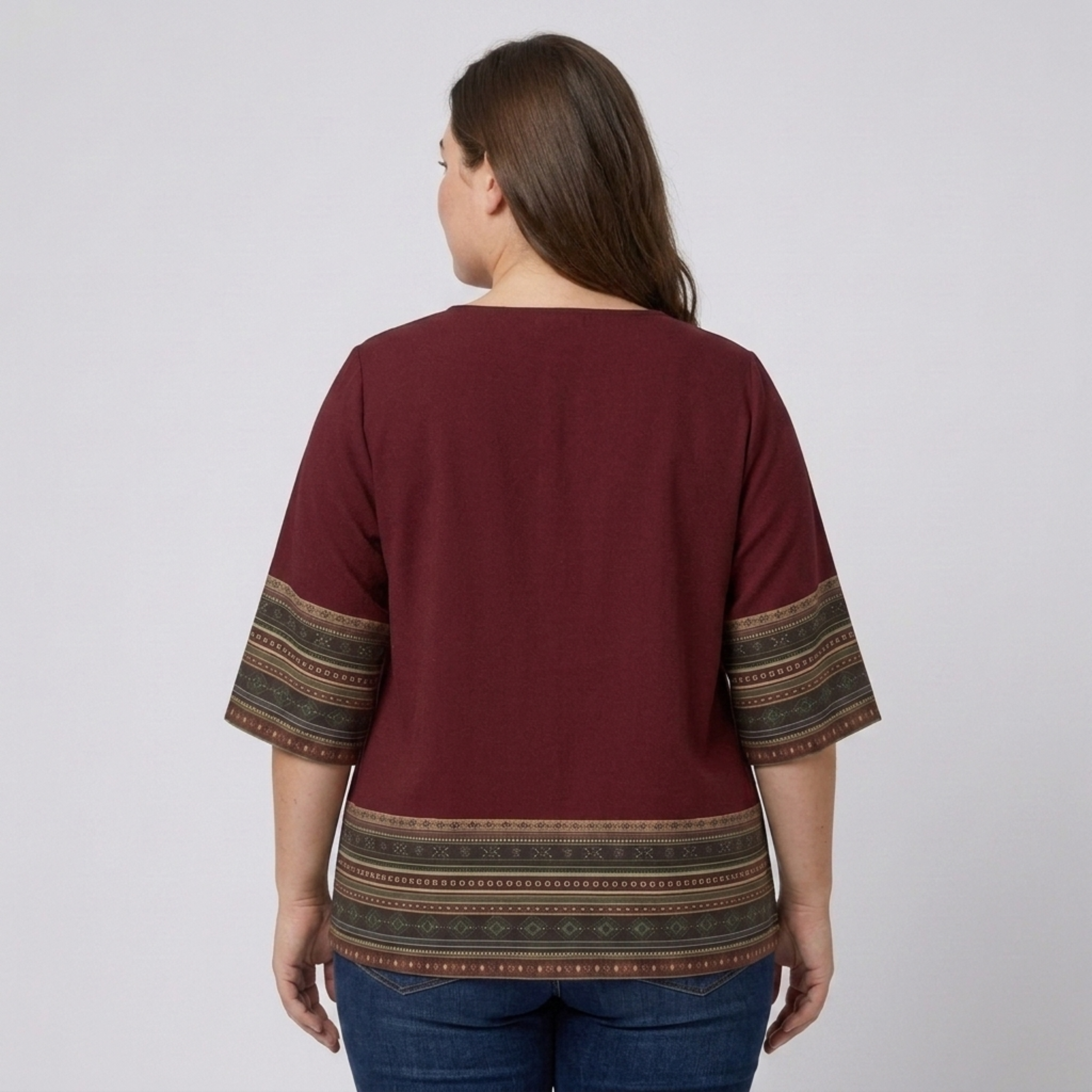 Plus size V-neck blouse for women