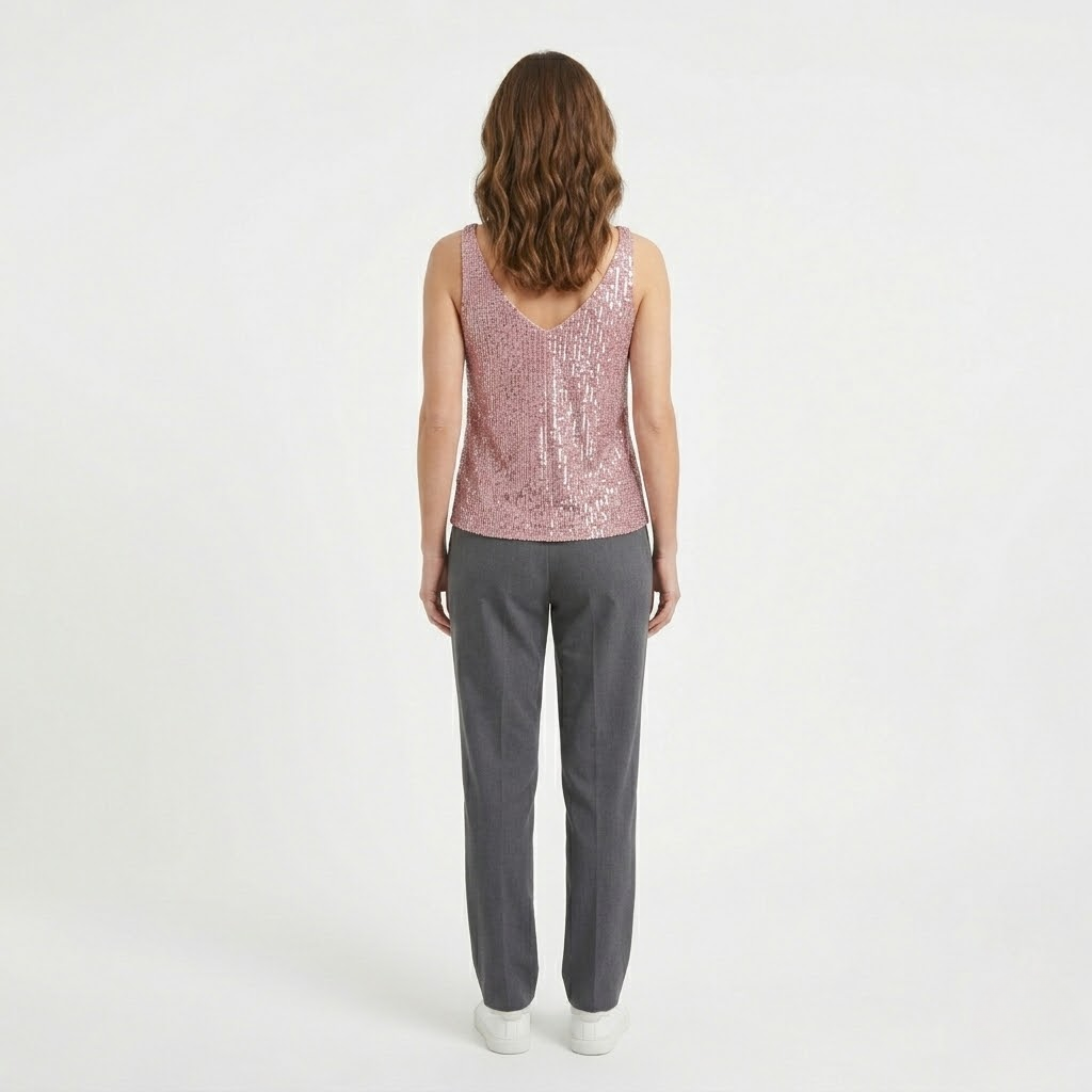 Sequin Tank Top with V-Neck and Sleeveless for Women