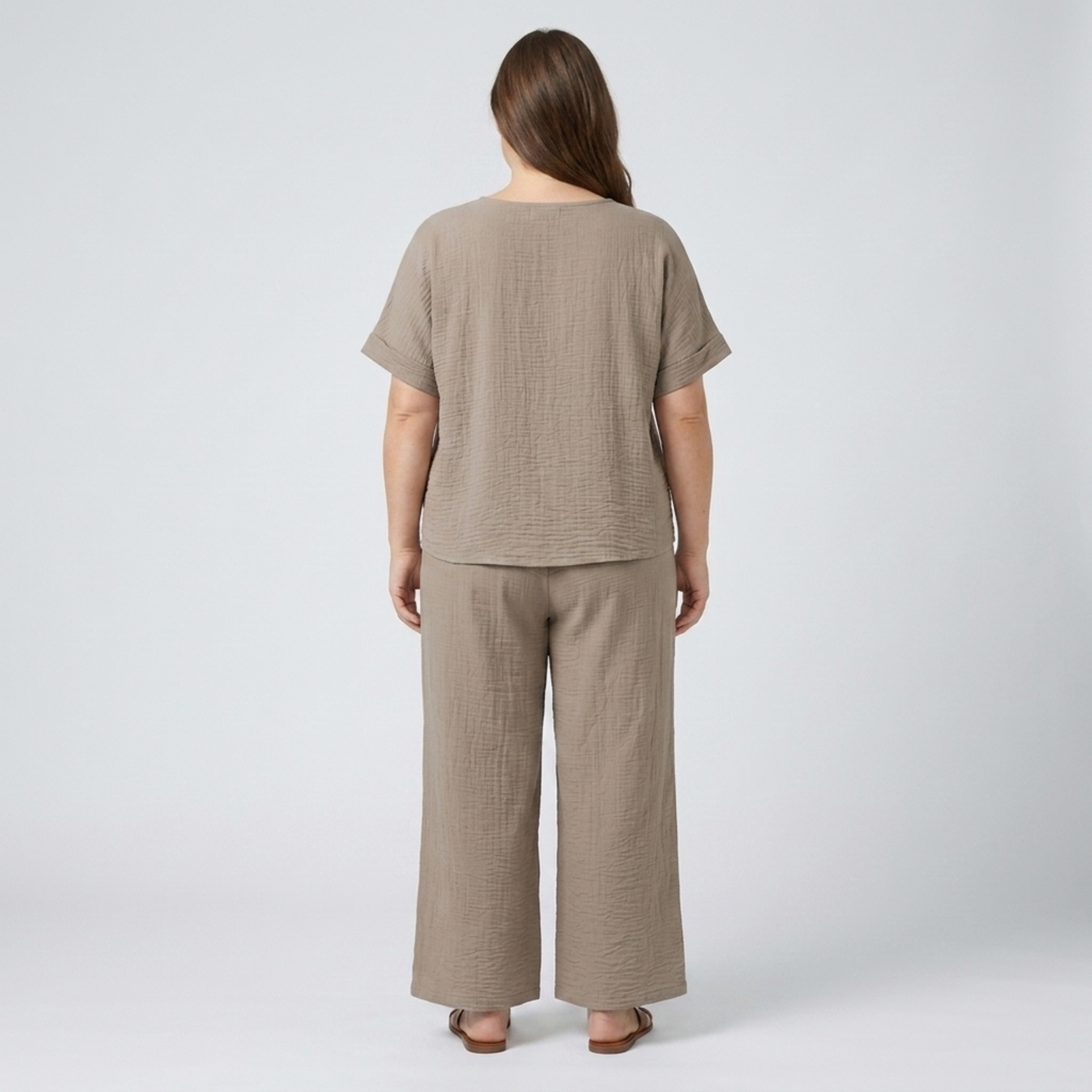 Casual plus size pants set for women