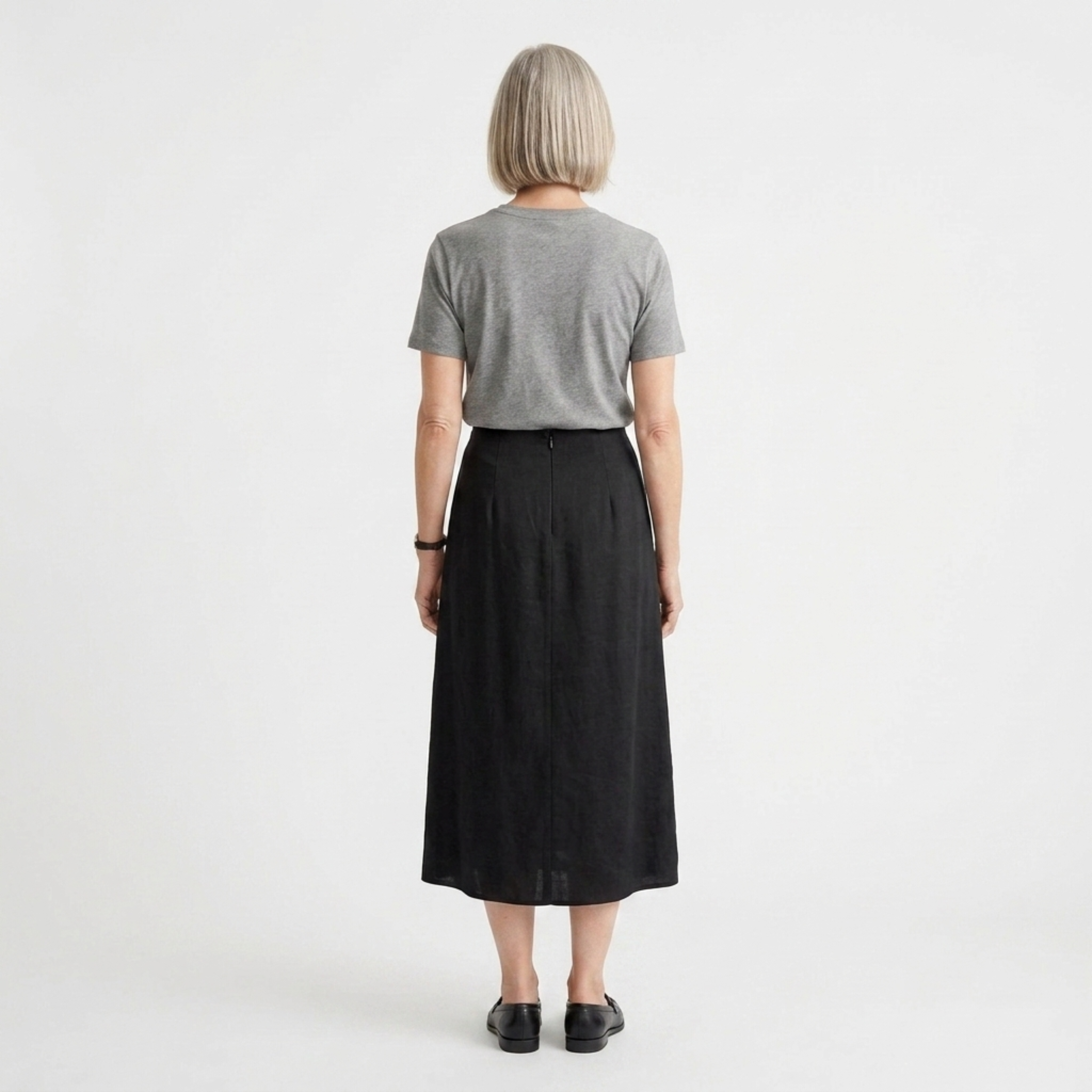 Long satin maxi skirt — high waist straight cut — evening wear