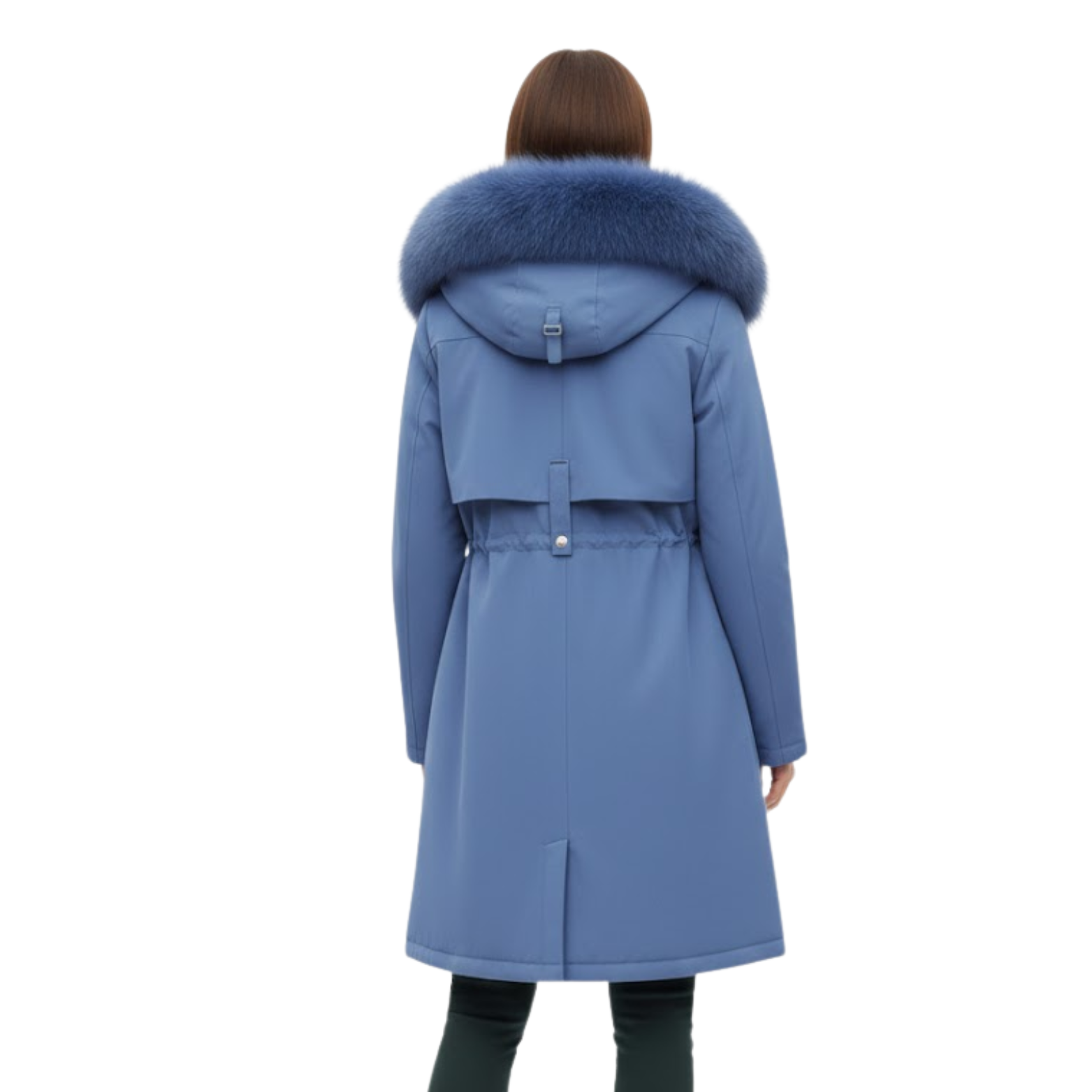 Women's Long Thickened and Warm Parka with Wool Lining and Fur Hood