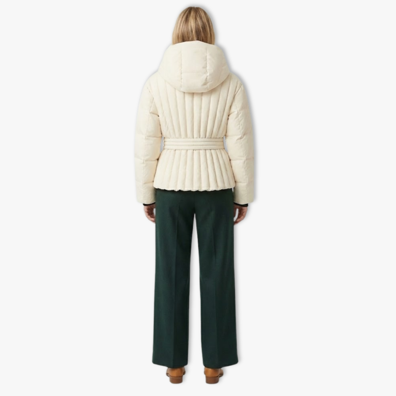 Women's Ski Jacket Peplum with Hood, Stand-up Collar, and Waist Belt