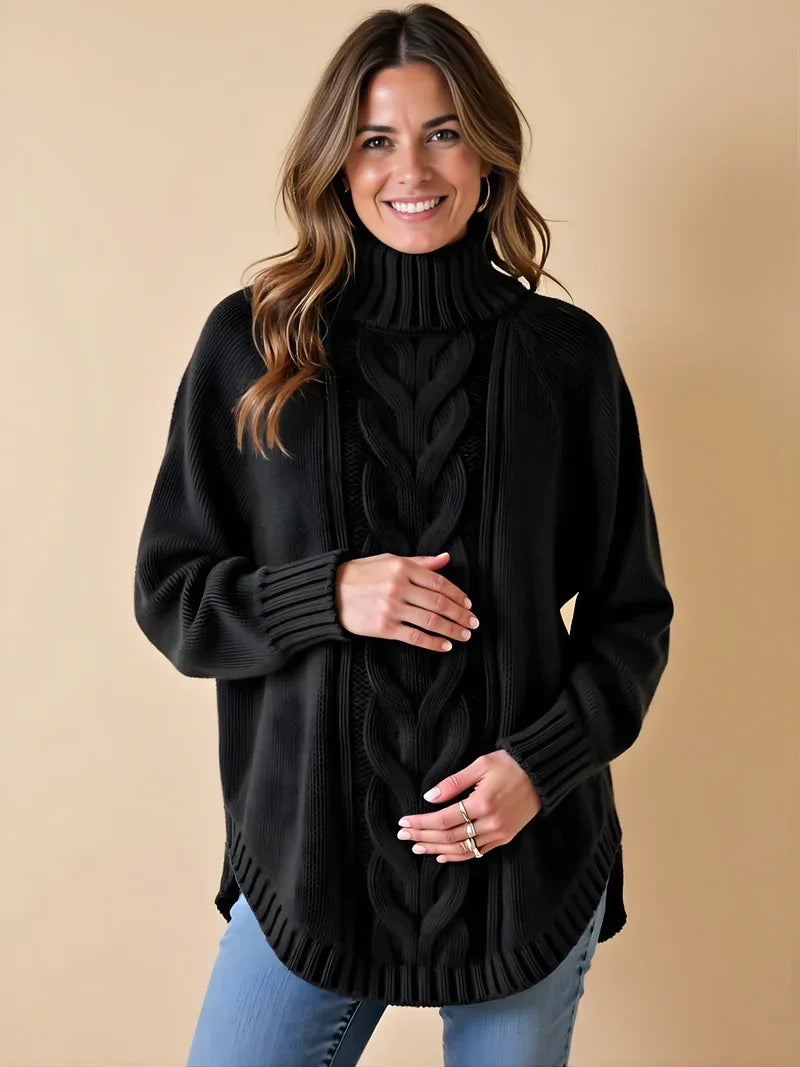 Oversized Maternity Sweater with High Neck