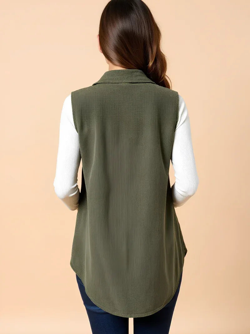 Corduroy Maternity Vest with Buttons