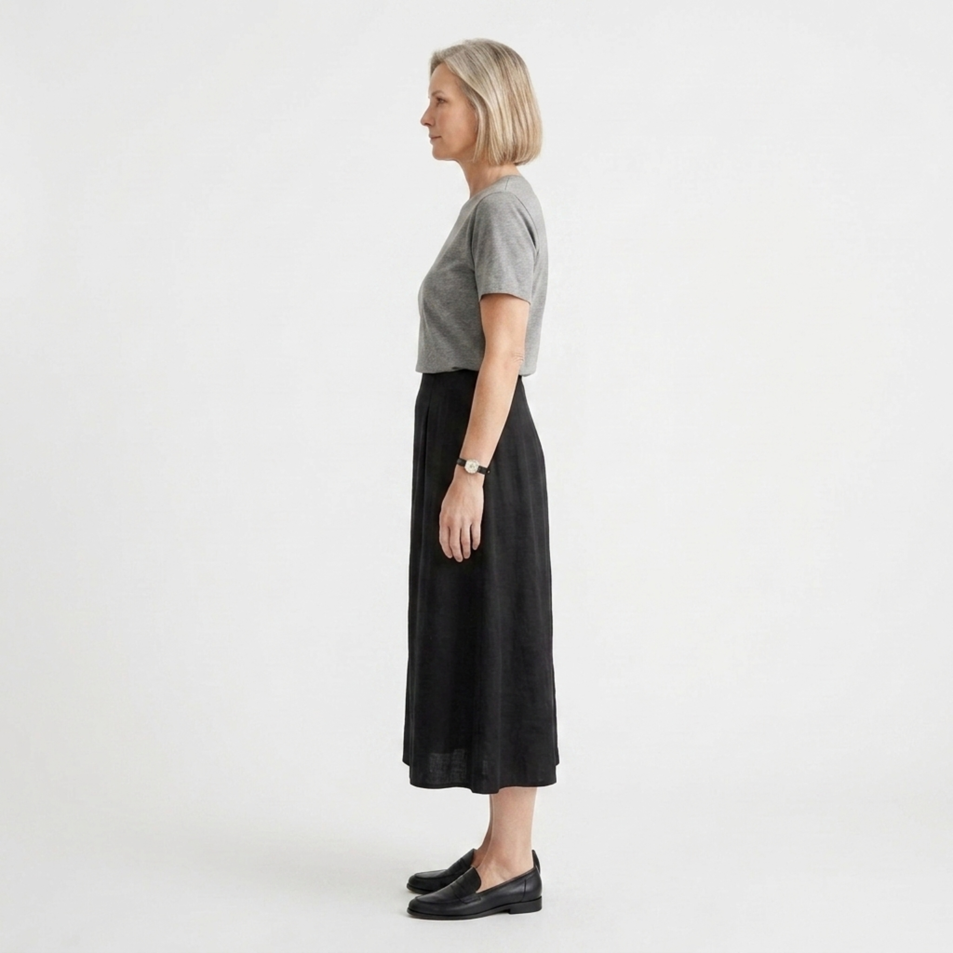 Long satin maxi skirt — high waist straight cut — evening wear