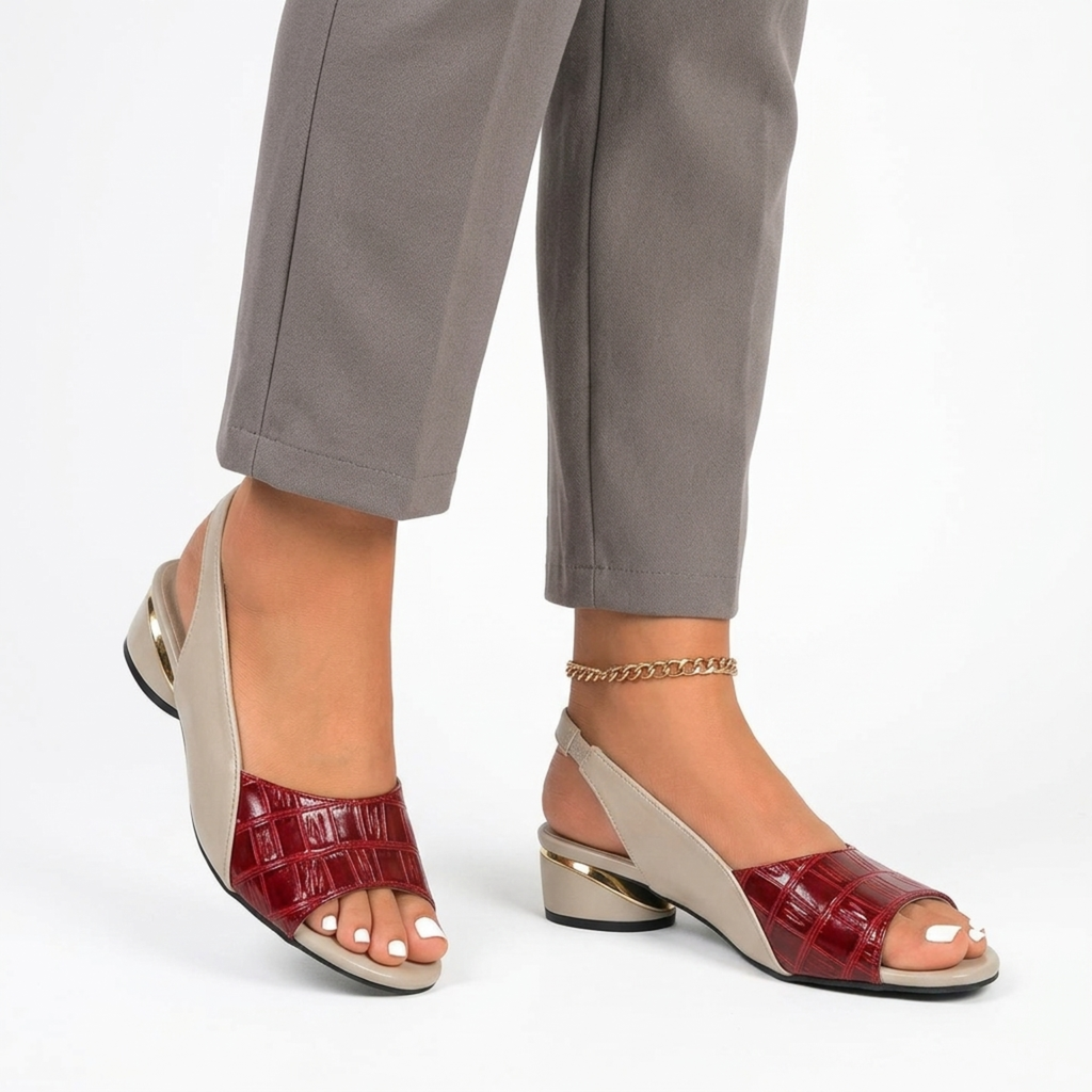 Women's slingback sandals — block heel and open toe — office
