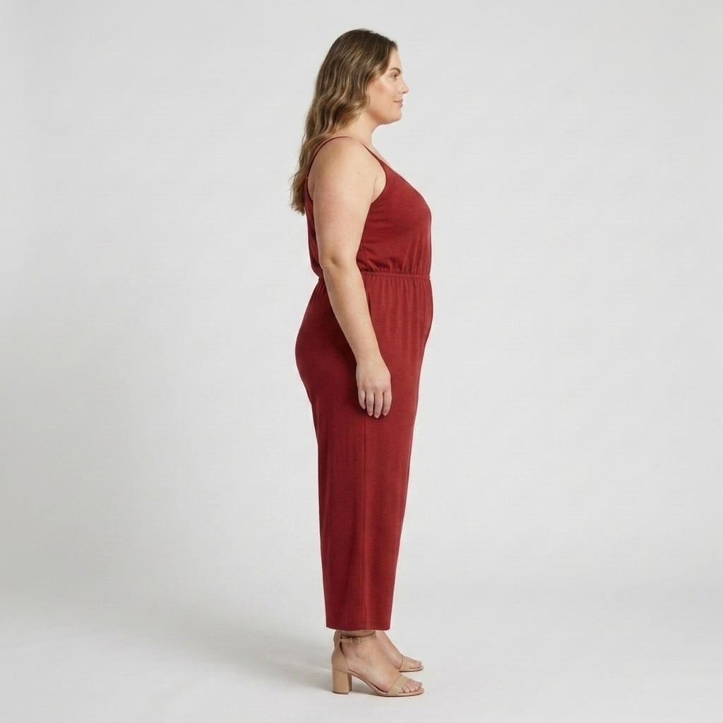 Plus size women's loose and casual wide-leg jumpsuit