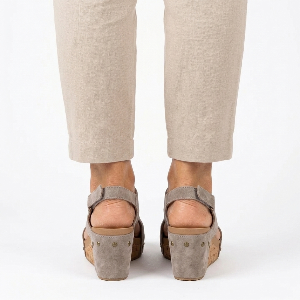 Women's platform sandals — adjustable strap and studs — casual