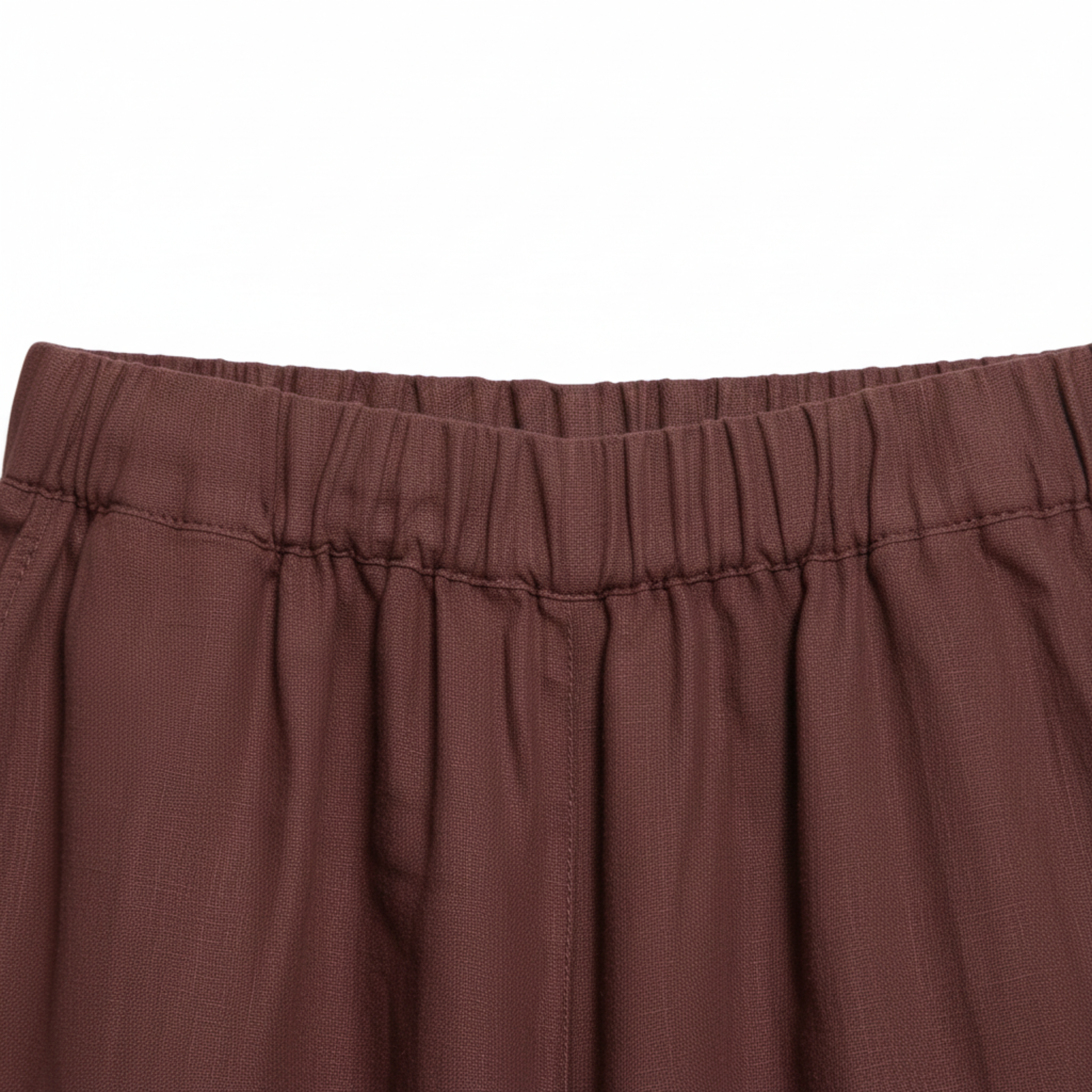 Women's Wide-Leg Linen Pants with Elastic Waist and Short Cut