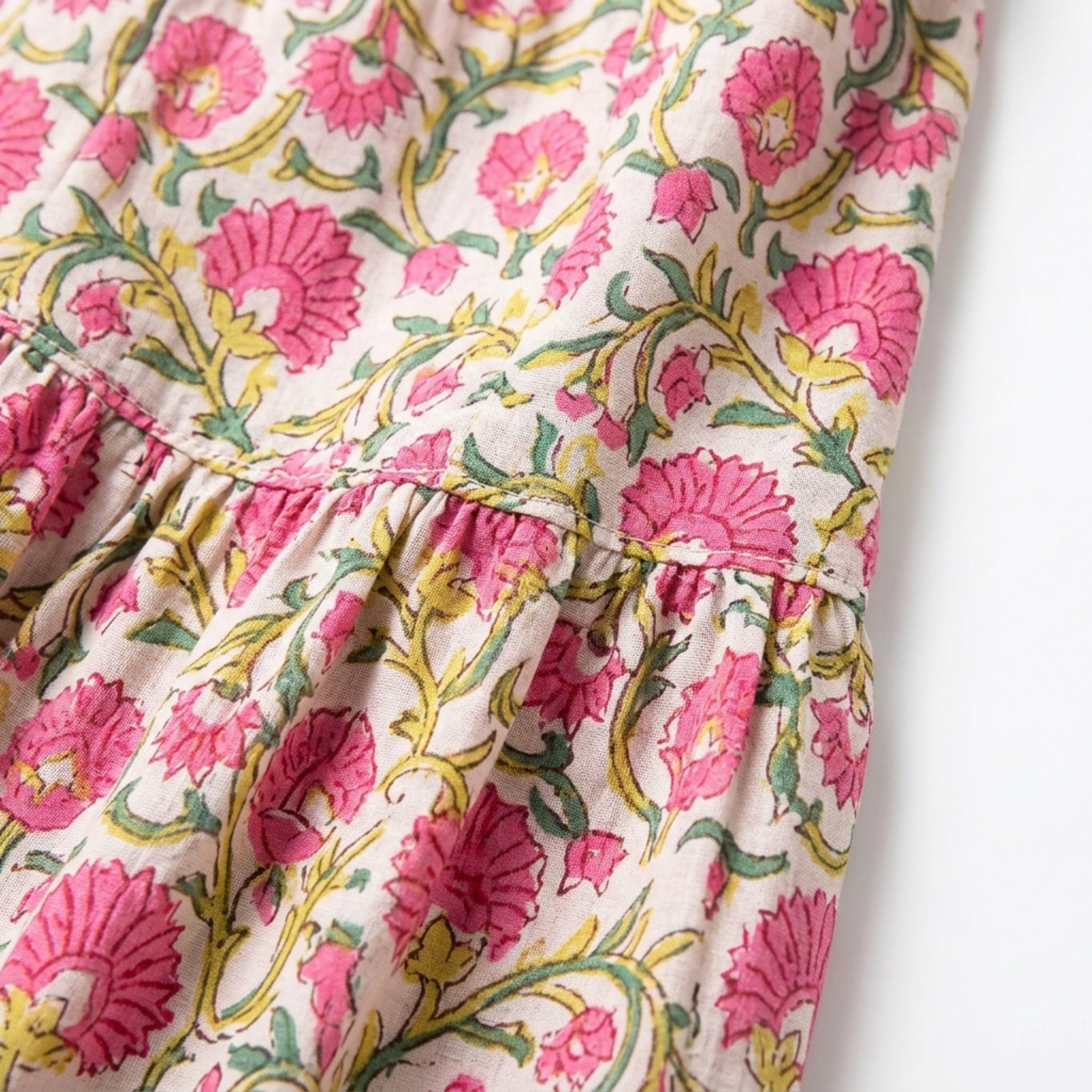 Long floral maxi skirt — high-waisted flared — summer vacation