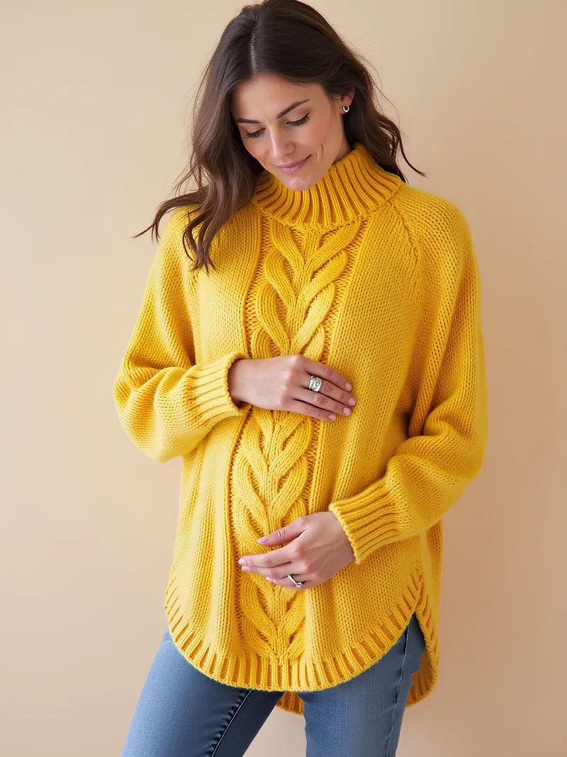 Oversized Maternity Sweater with High Neck