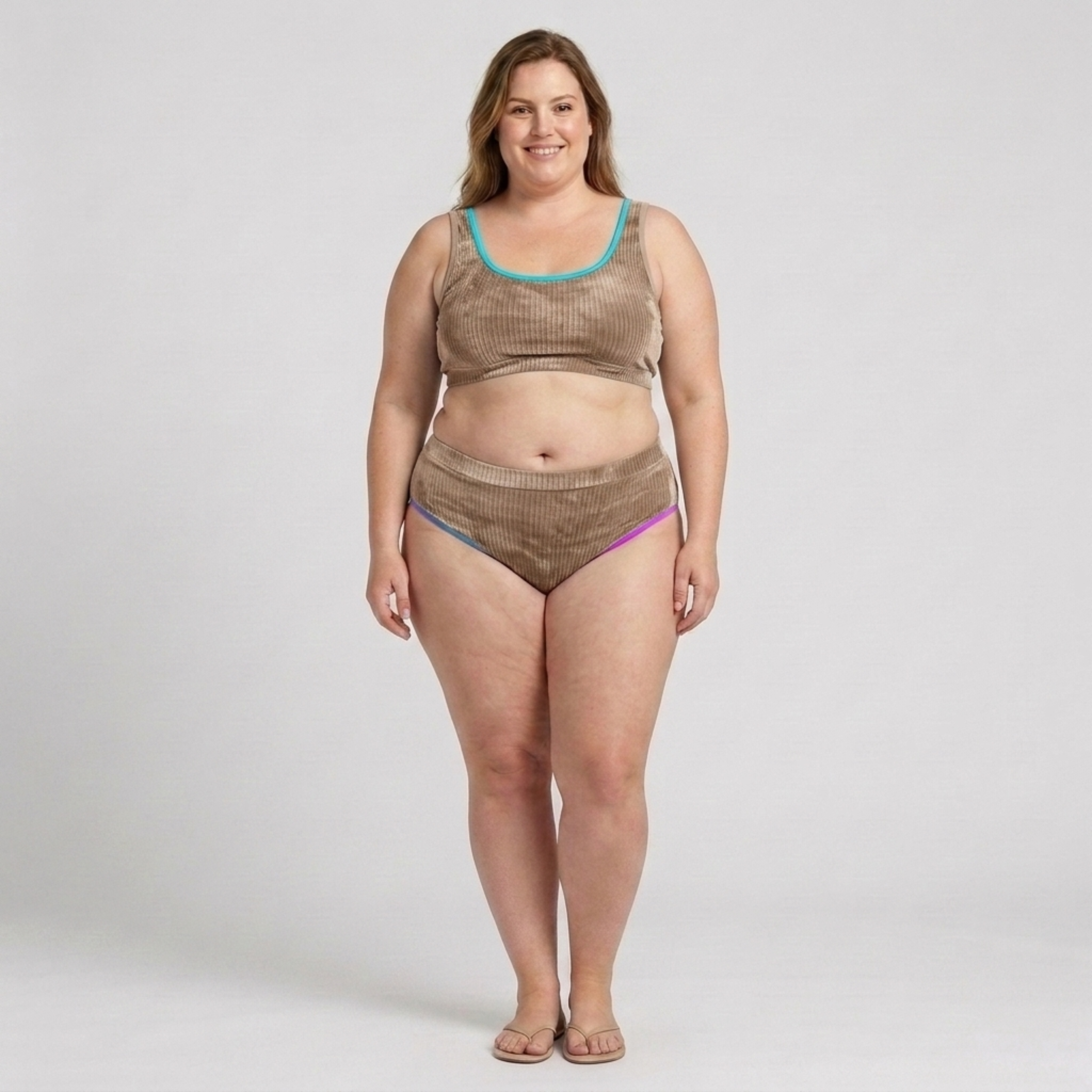 Plus Size Two-Piece Bikini for Women with High Waist Tie-Dye Effect