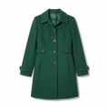 Mid-length wool coat with tailored collar and multiple buttons