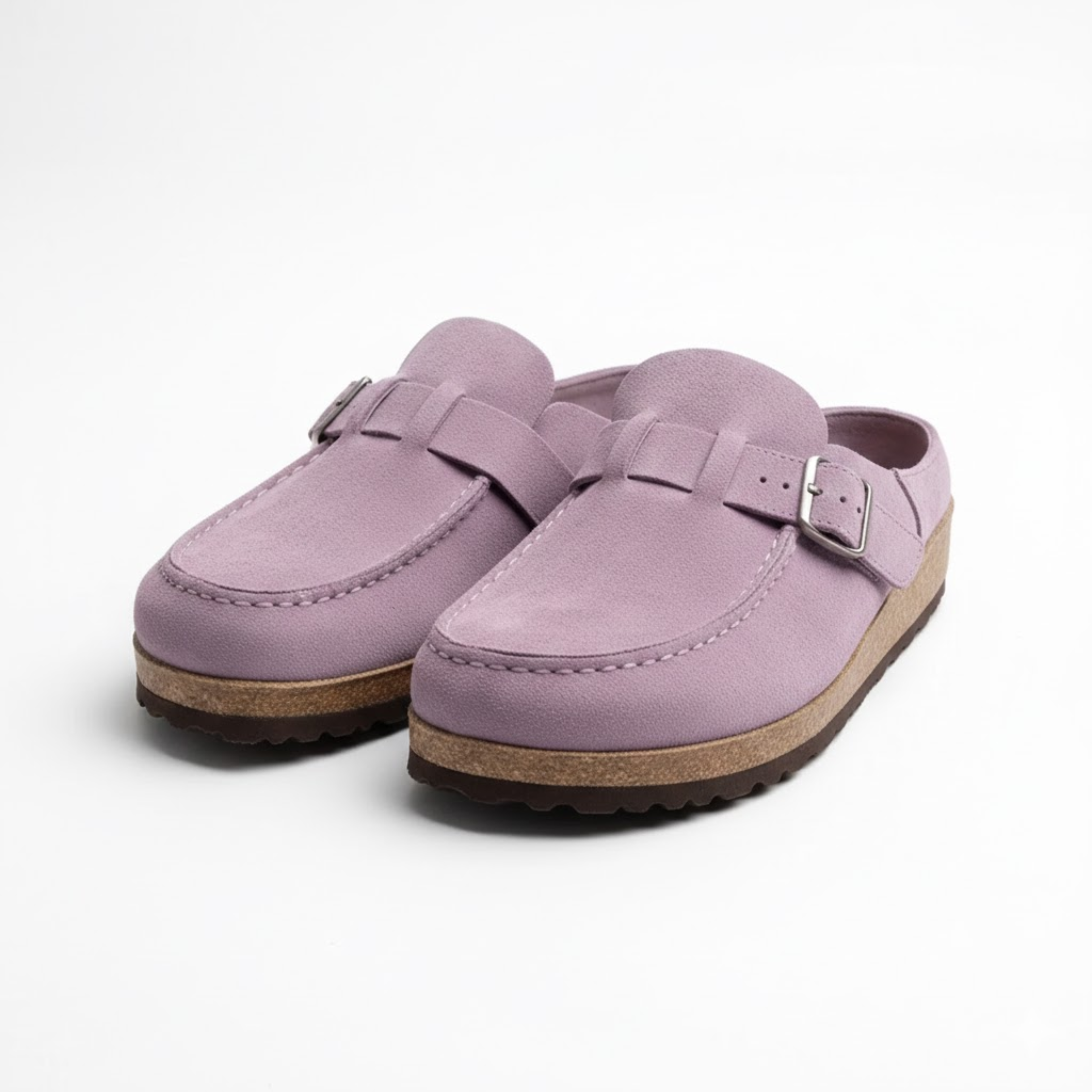 Microfiber Clogs for Women with Adjustable Buckle and Rubber Sole