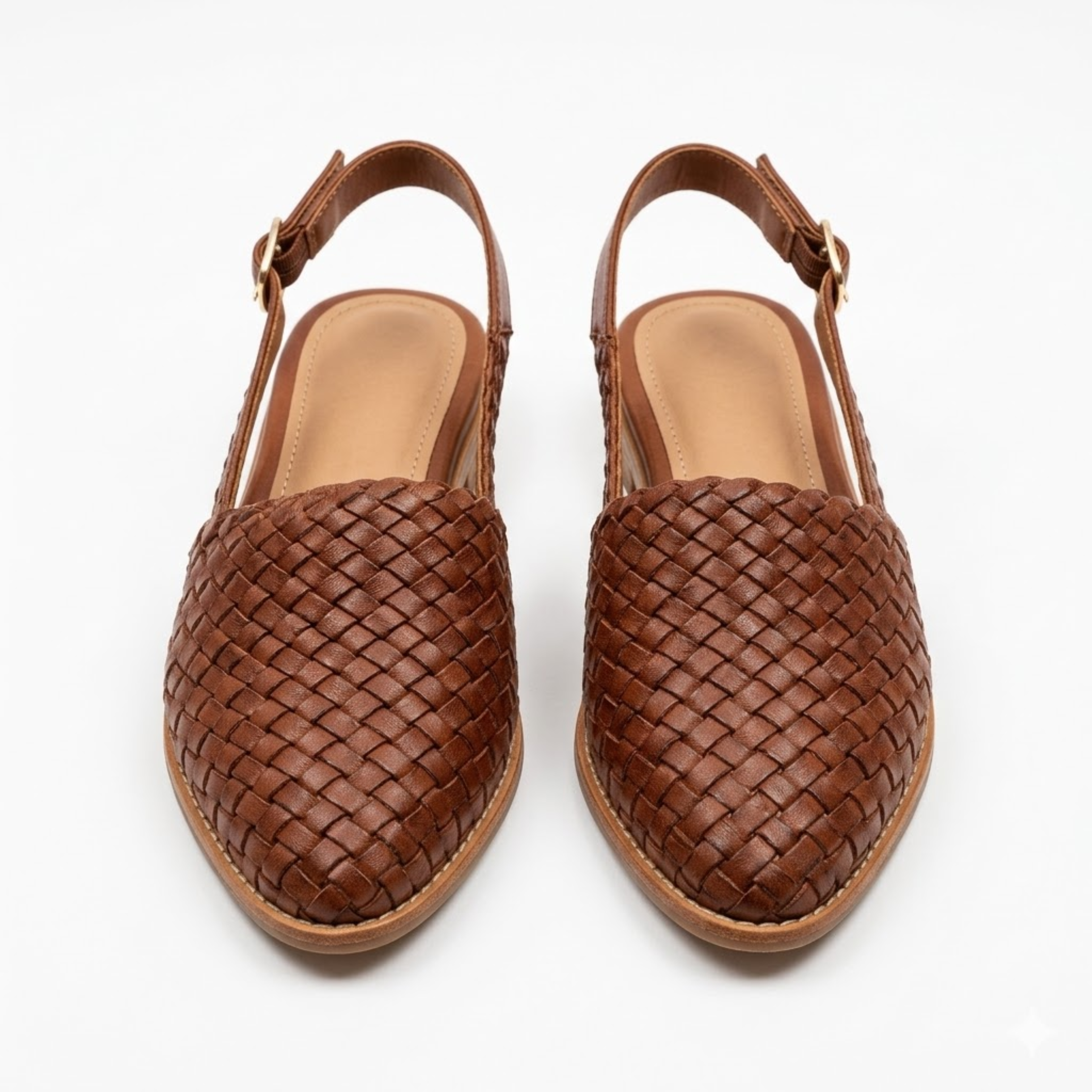 Pointed Toe Woven Slingbacks with Back Strap for Women