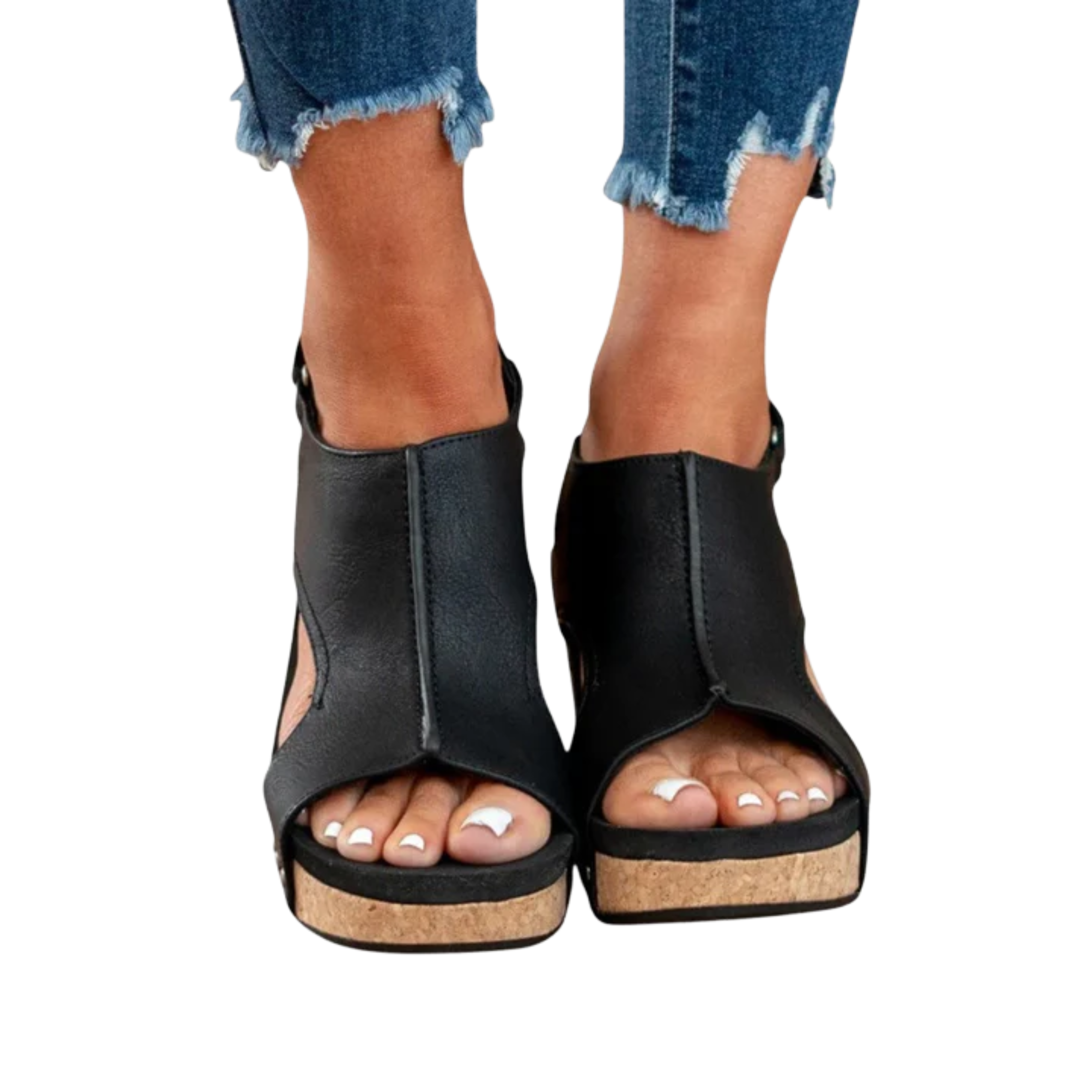 Women's platform sandals — adjustable strap and studs — casual