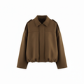 Polyester Bomber Jacket with Lapel Collar and Zipper Closure for Women