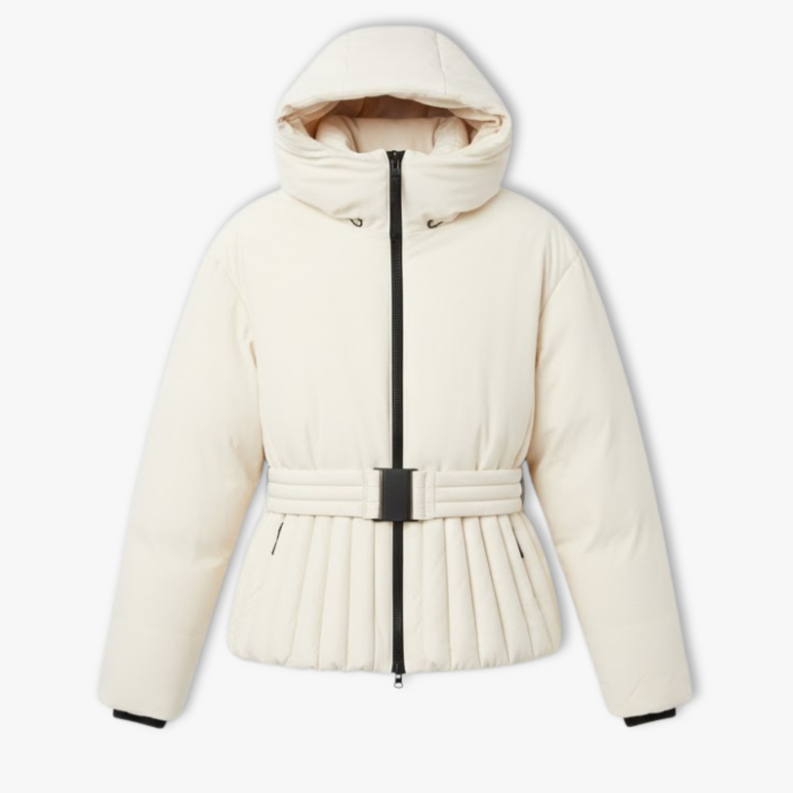Women's Ski Jacket Peplum with Hood, Stand-up Collar, and Waist Belt