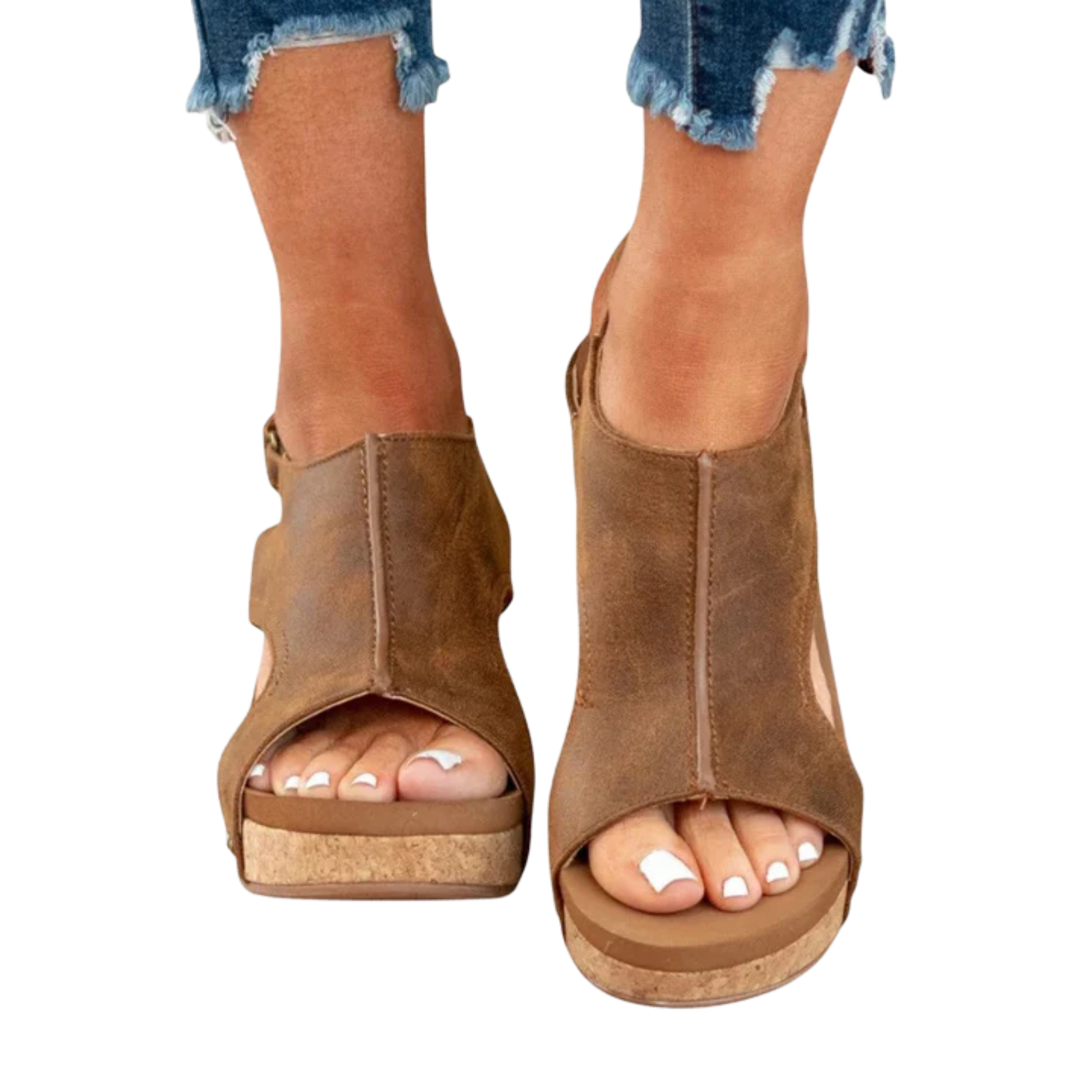 Women's platform sandals — adjustable strap and studs — casual