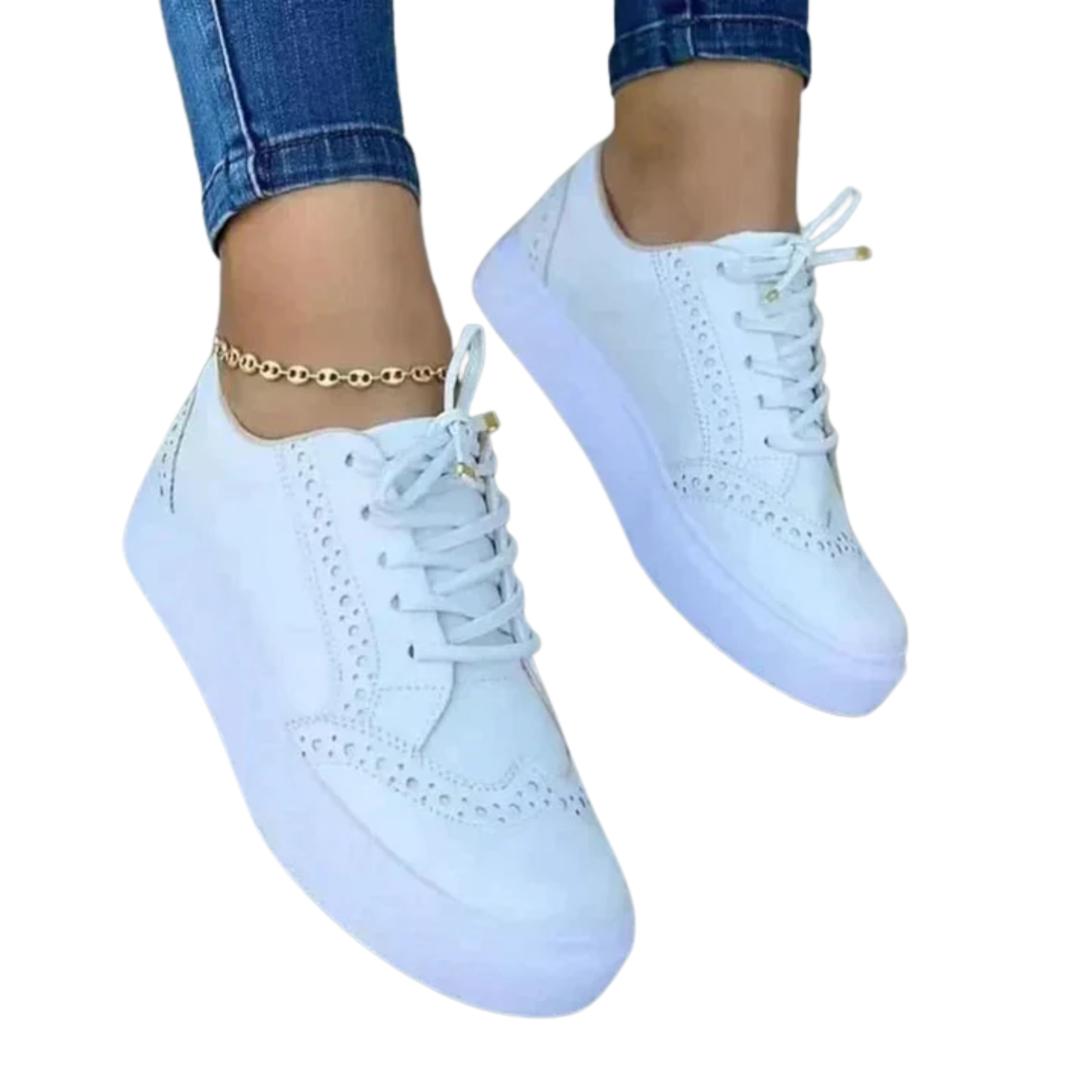 Women's walking shoes — wedge sole and floral toe — casual
