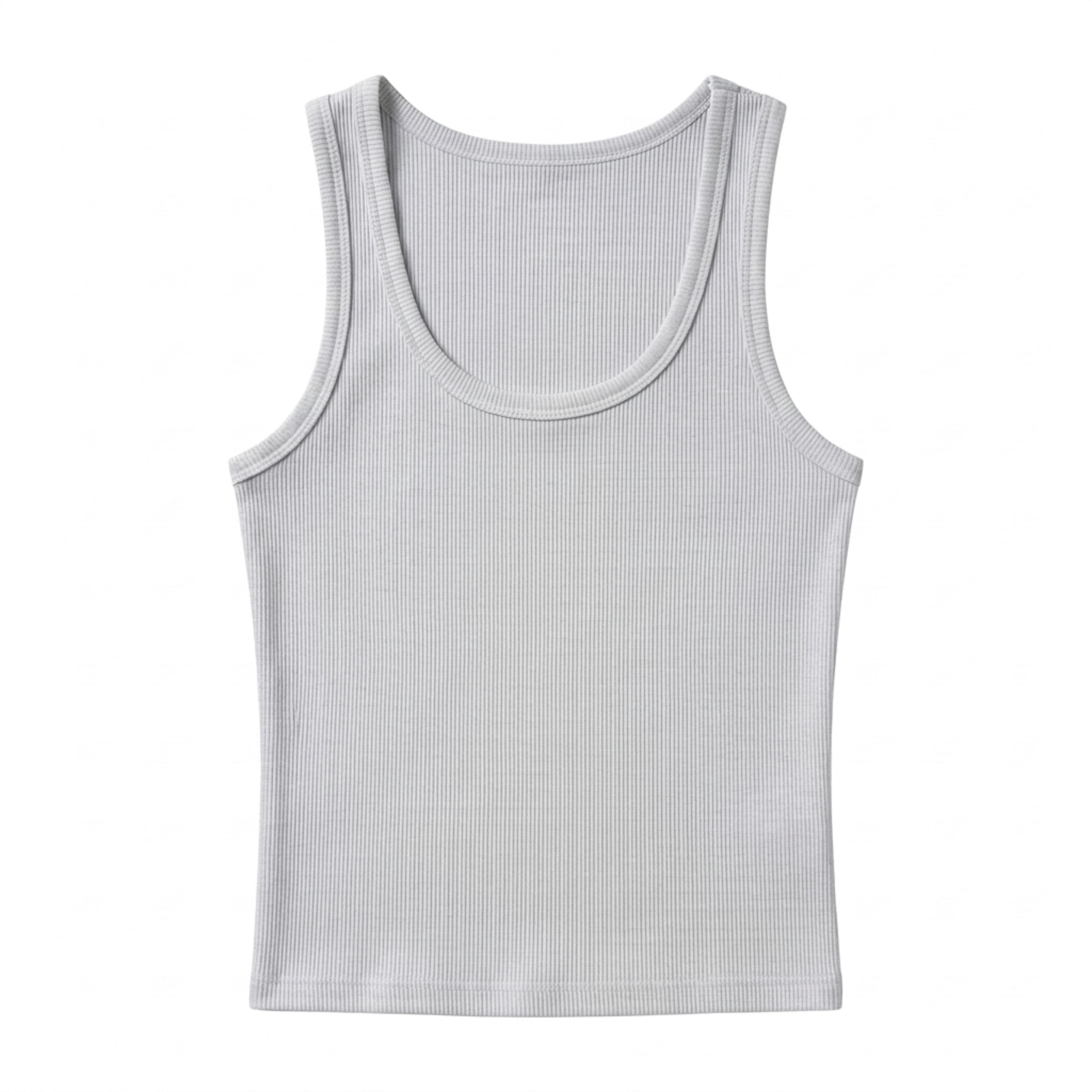 Women's cropped tank top — ribbed knit — square neckline — beach and vacation