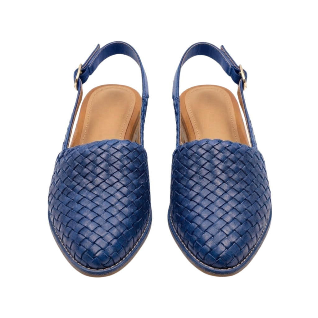 Pointed Toe Woven Slingbacks with Back Strap for Women