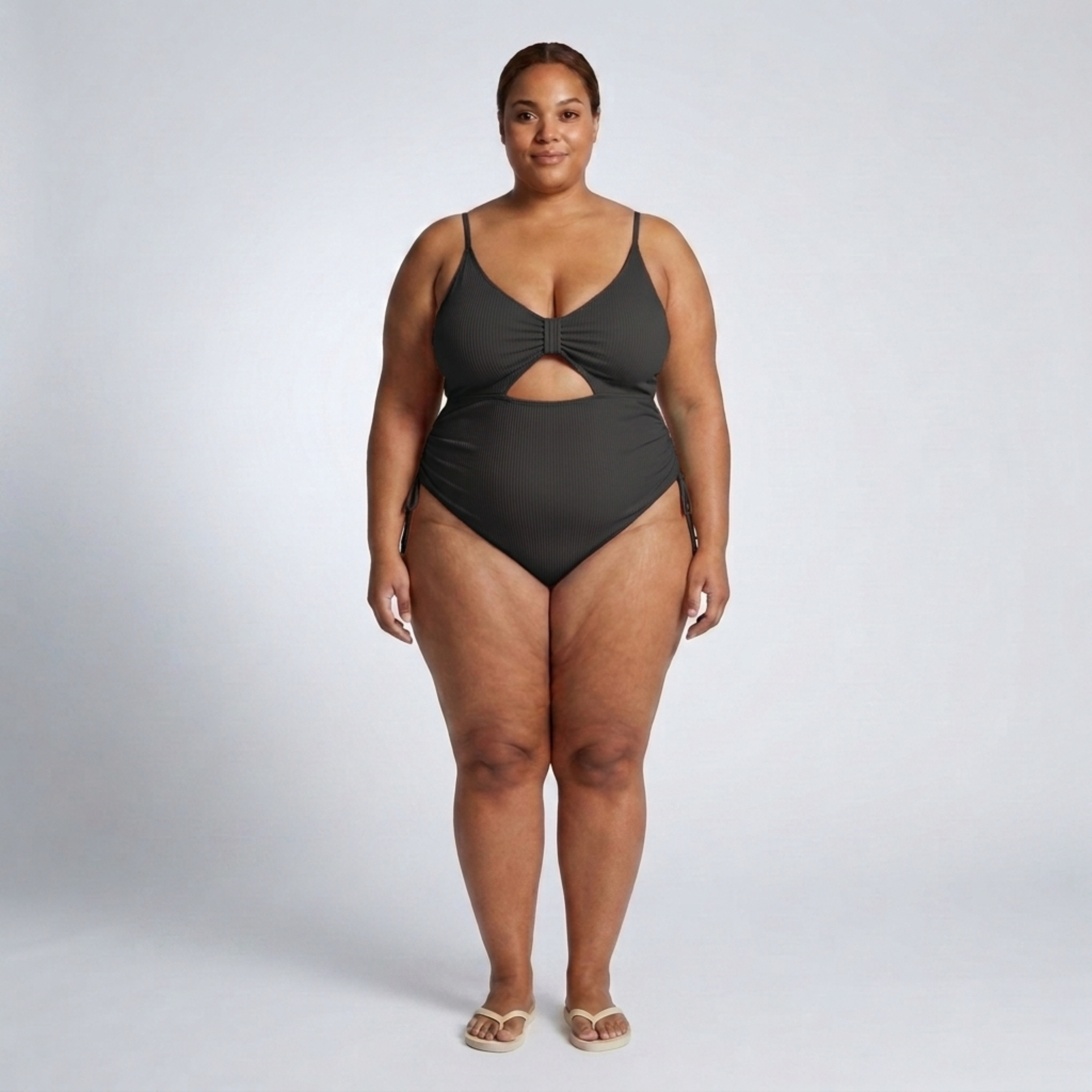 Plus Size One-Piece Swimsuit for Women with Cutout and Ruching