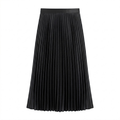 High-Waisted Elastic Satin Pleated Long Skirt for Women