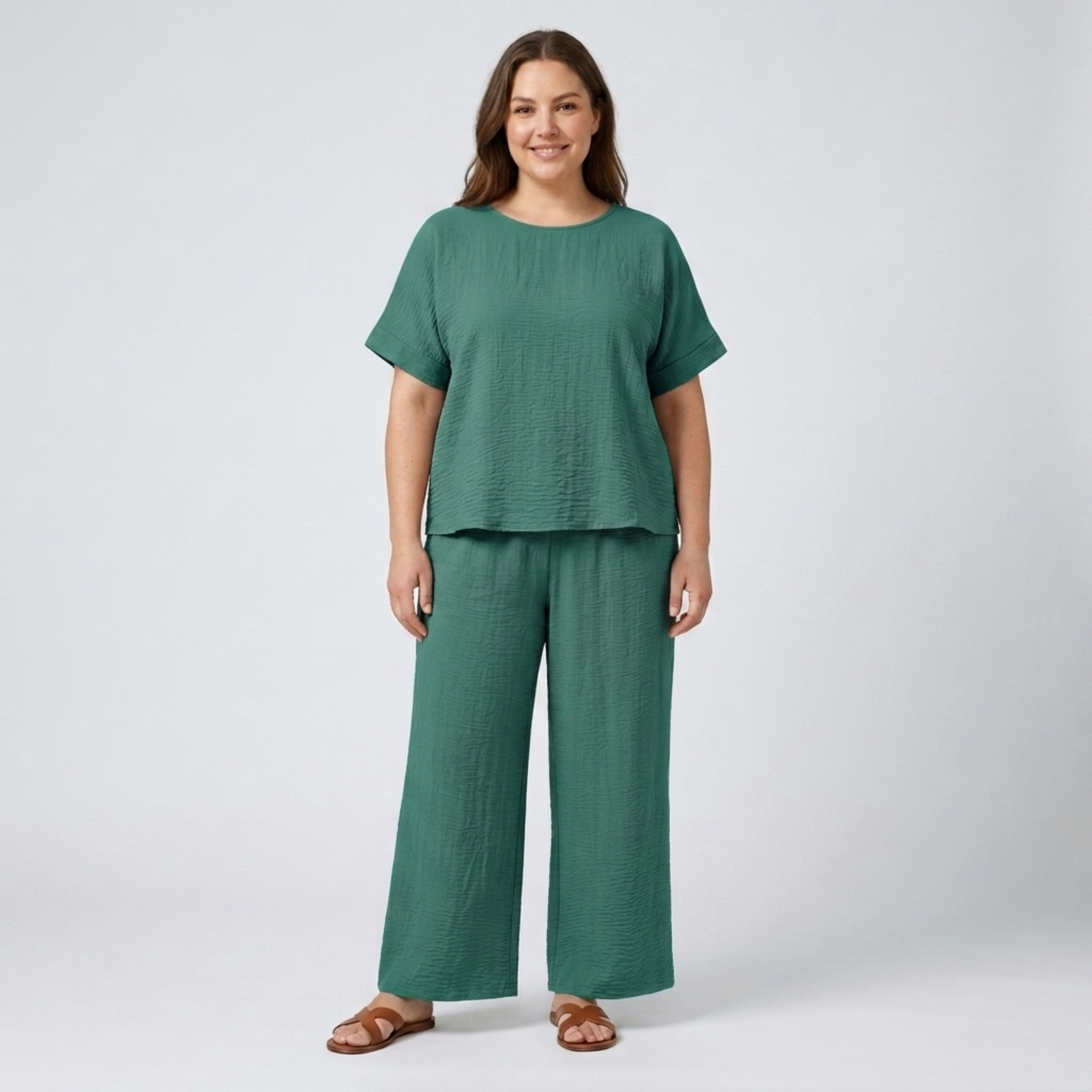 Casual plus size pants set for women