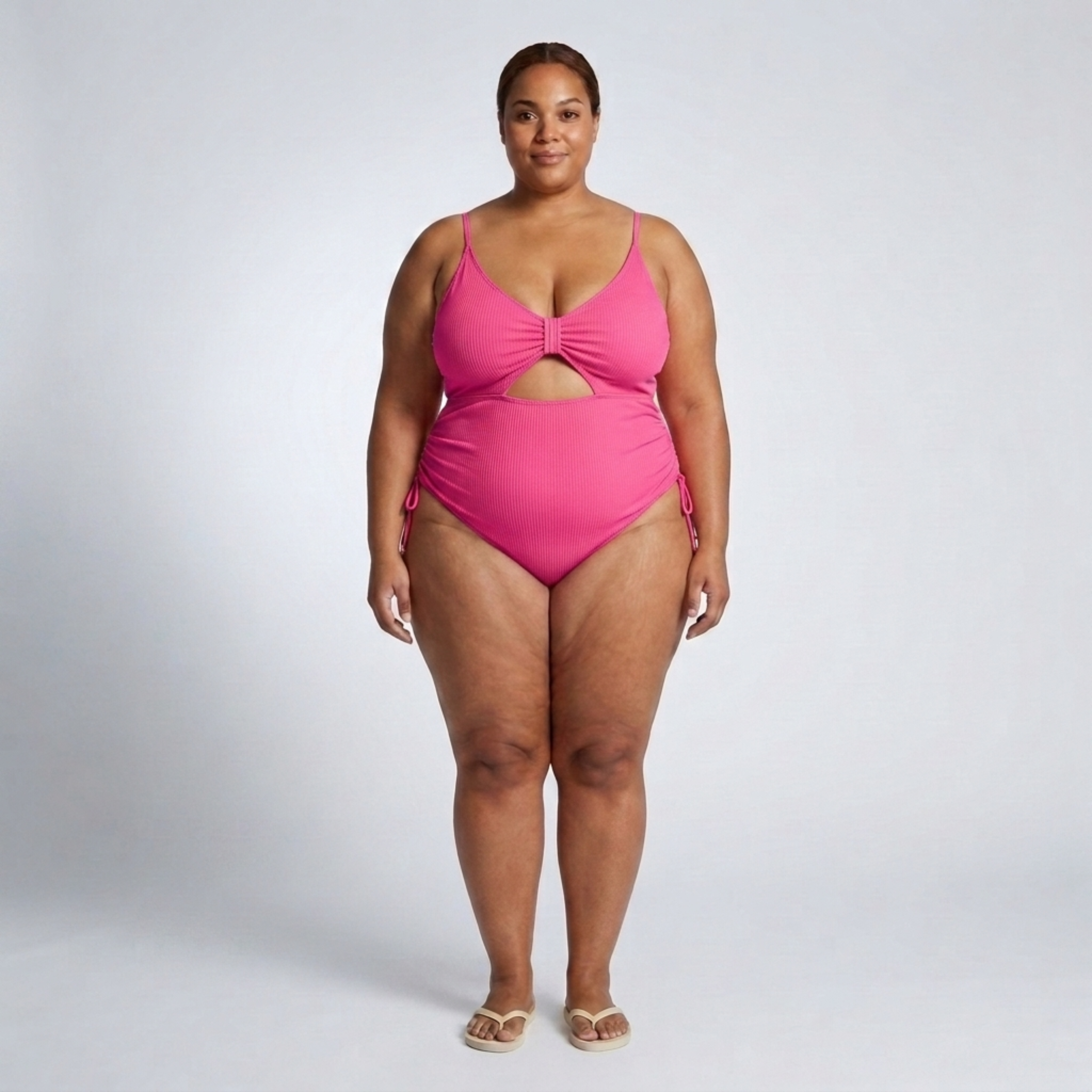 Plus Size One-Piece Swimsuit for Women with Cutout and Ruching