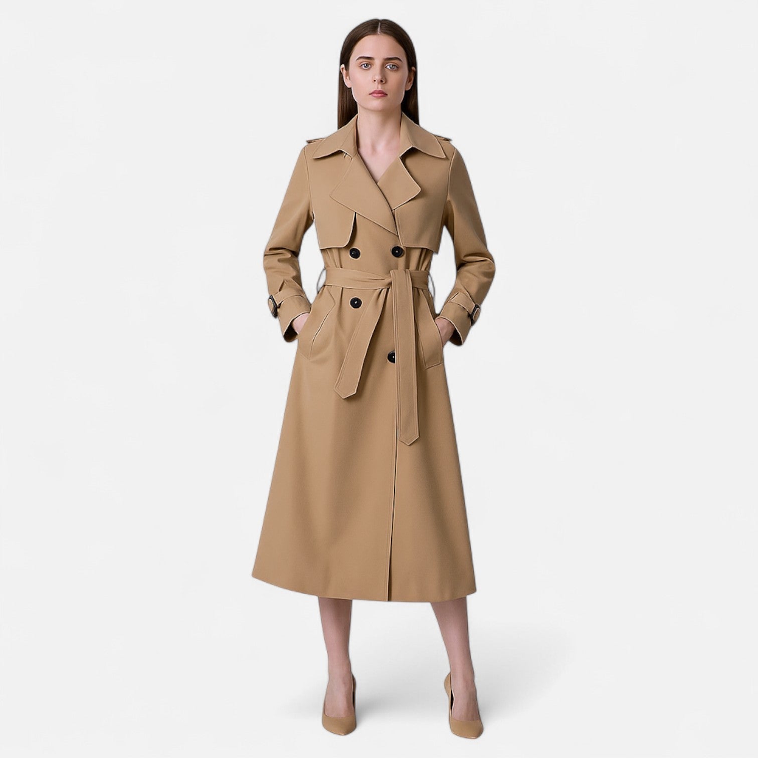 Ancient World | Long Women's Coat – Structured Warmth, Timeless Silhouette