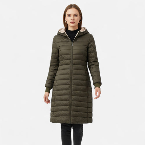 Ancient World | Women's Mid-Length Parka with Hood and Lambswool Lining