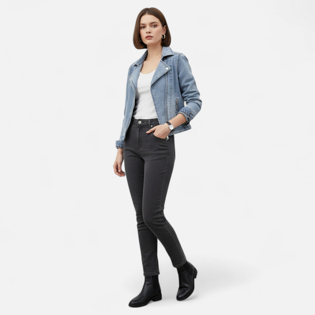 Ancient World | Women's Short Jacket in Sapphire Washed Denim