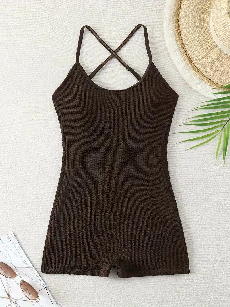 Women's shorty swimsuit - textured sports swimsuit - beach