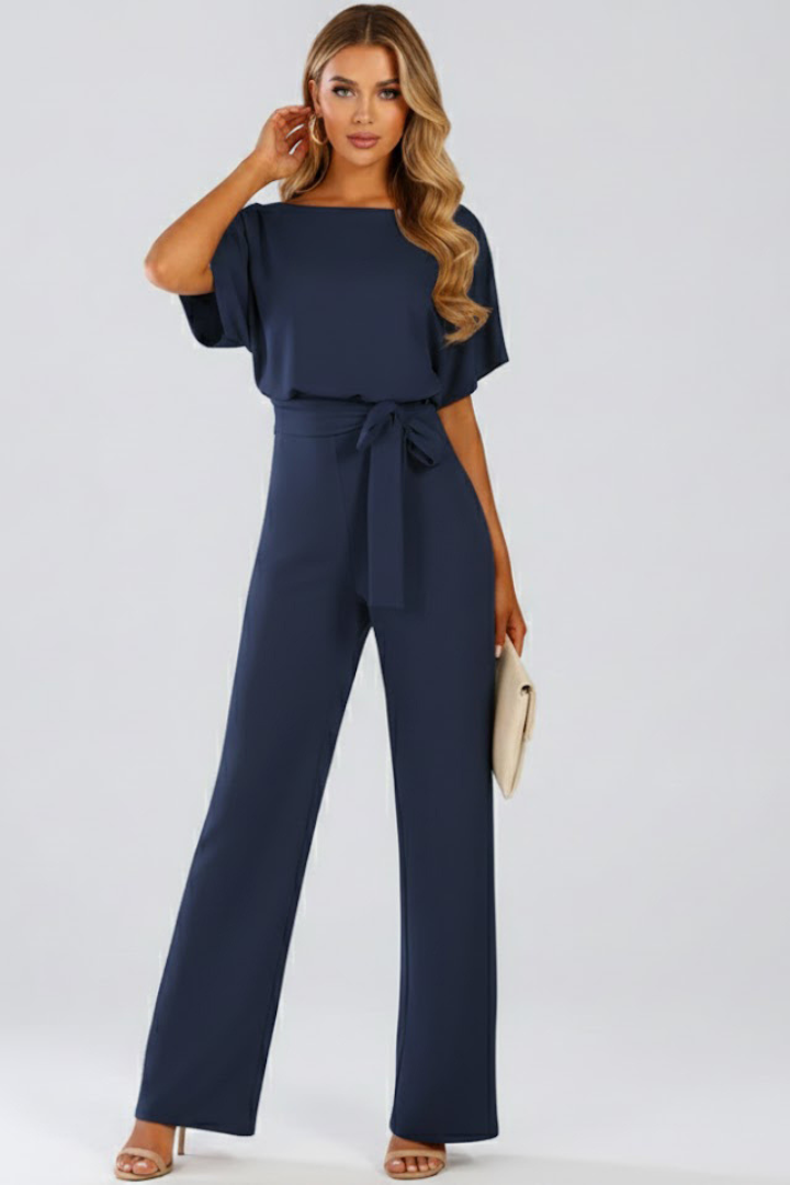 Women's jumpsuit — plain flared style without visible zipper