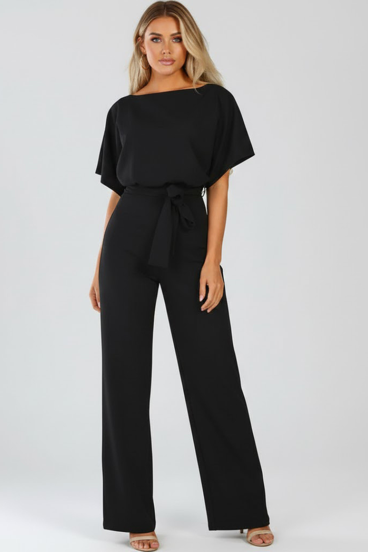 Women's jumpsuit — plain flared style without visible zipper