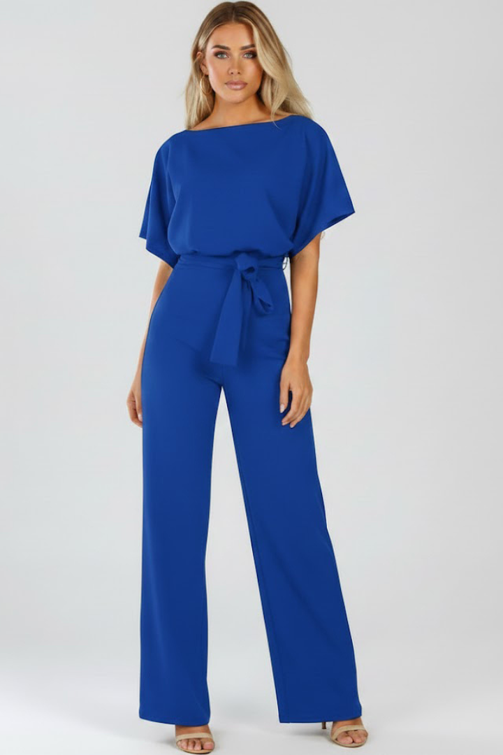 Women's jumpsuit — plain flared style without visible zipper
