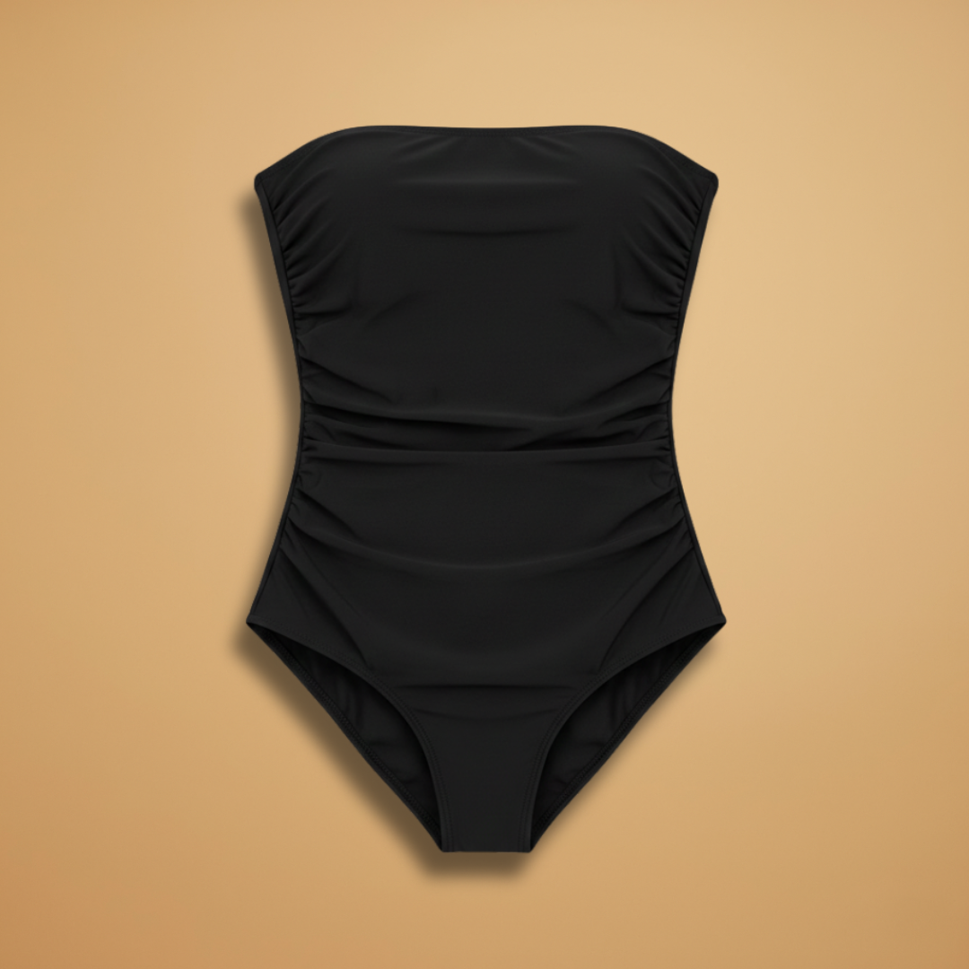 Women's one-piece swimsuit - draped bandeau bathing suit | vacation